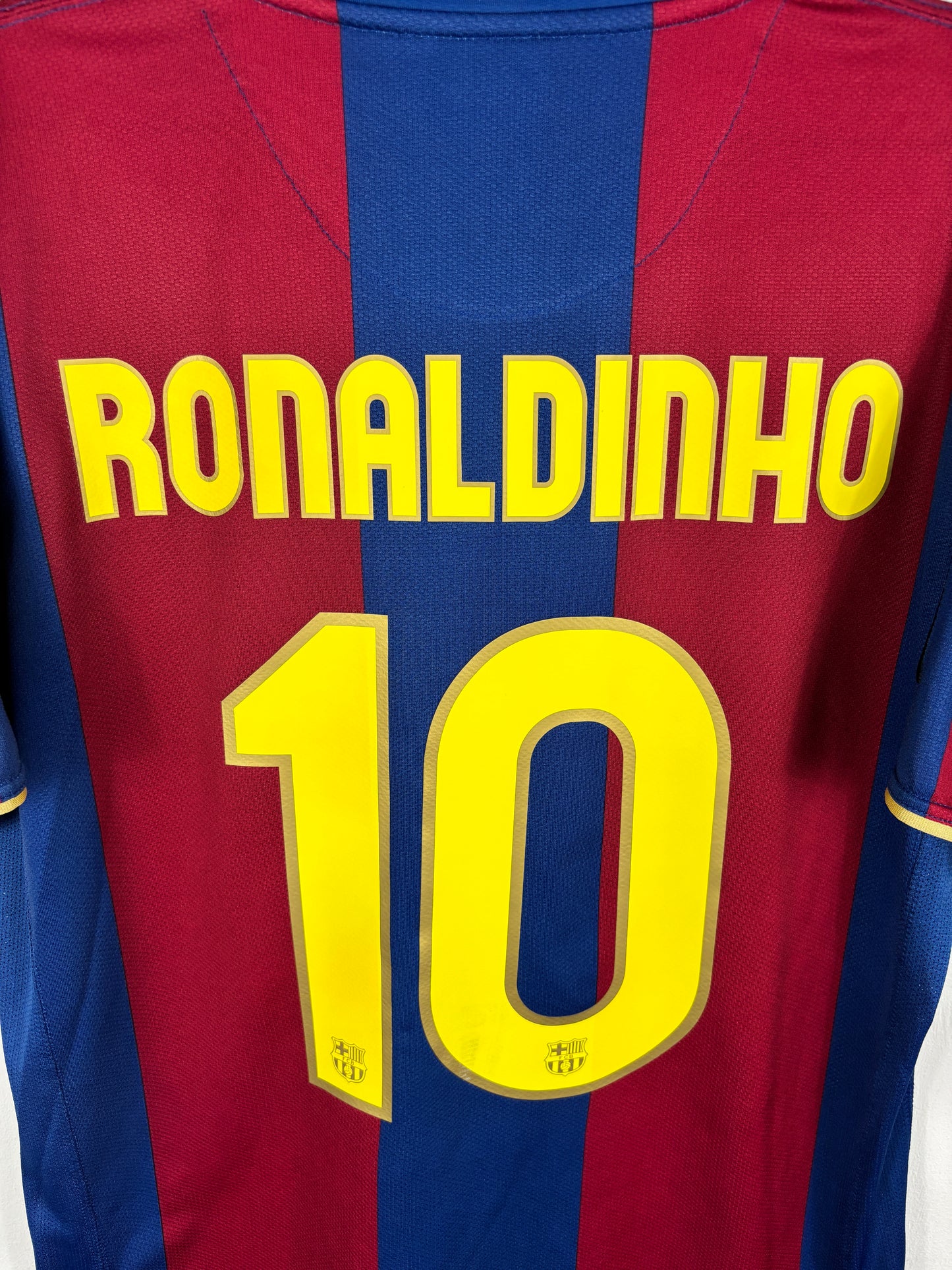 BARCELONA 2007/2008 RONALDINHO #10 HOME SHIRT (L) NIKE