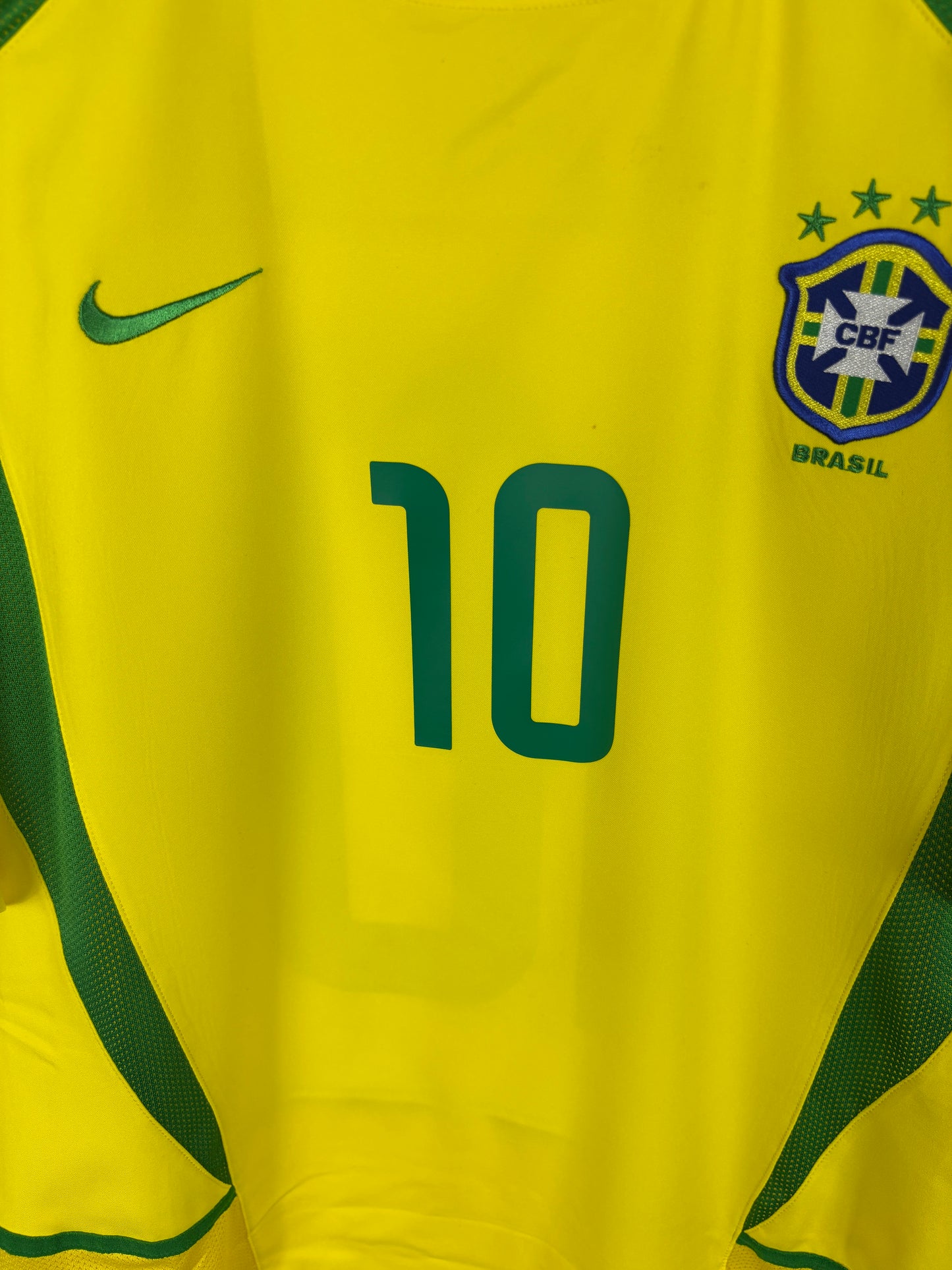 BRAZIL 2002 RIVALDO #10 HOME SHIRT (L) NIKE