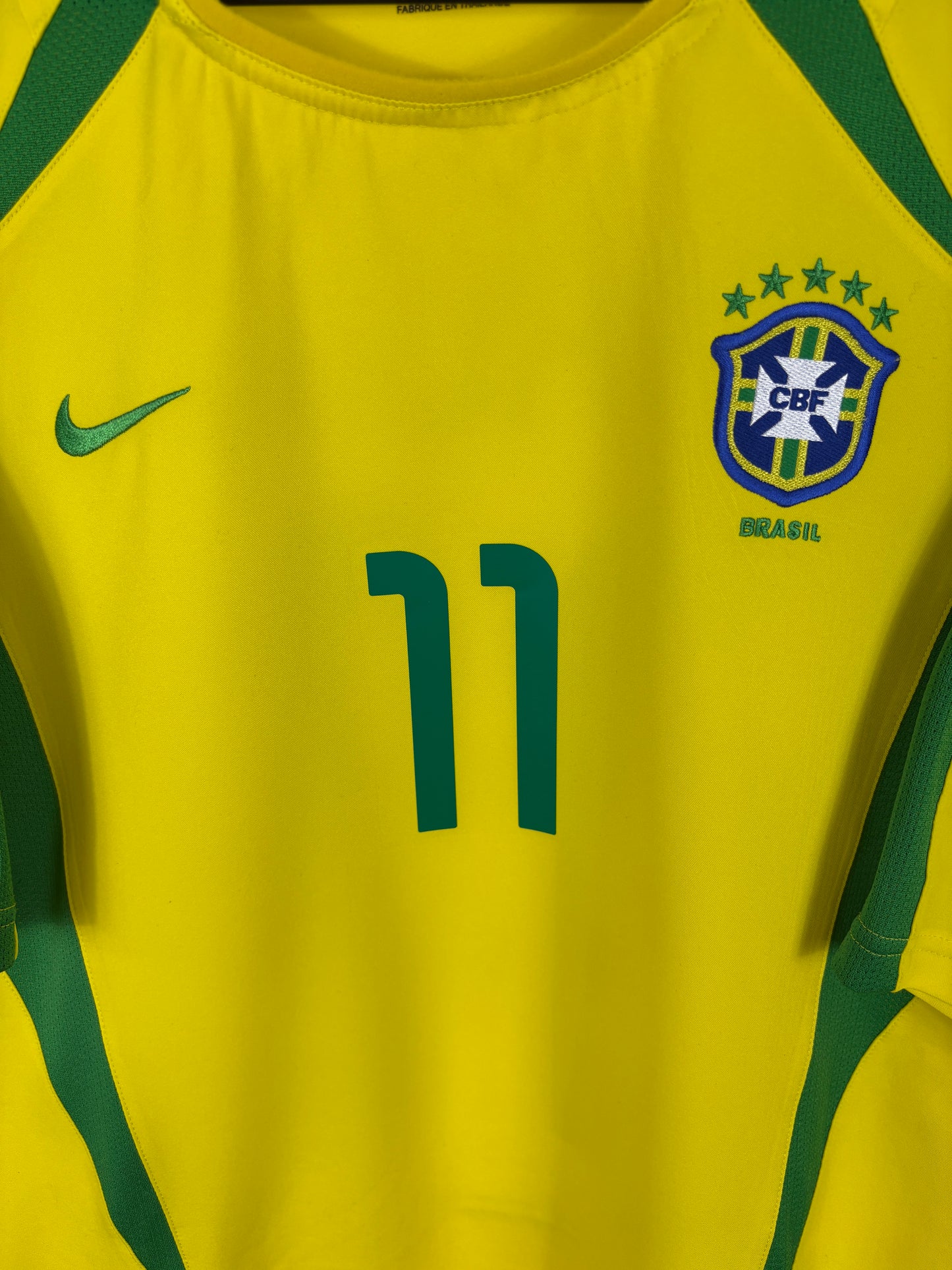 BRAZIL 2002 RONALDINHO #11 HOME SHIRT (L) NIKE