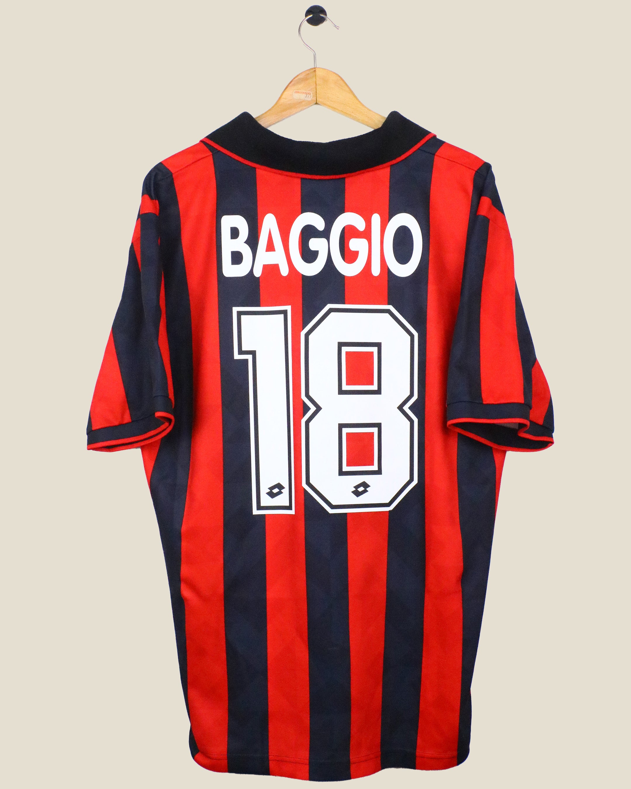 AC MILAN 1995/96 BAGGIO #18 HOME (XL) LOTTO – Kick Off Vintage