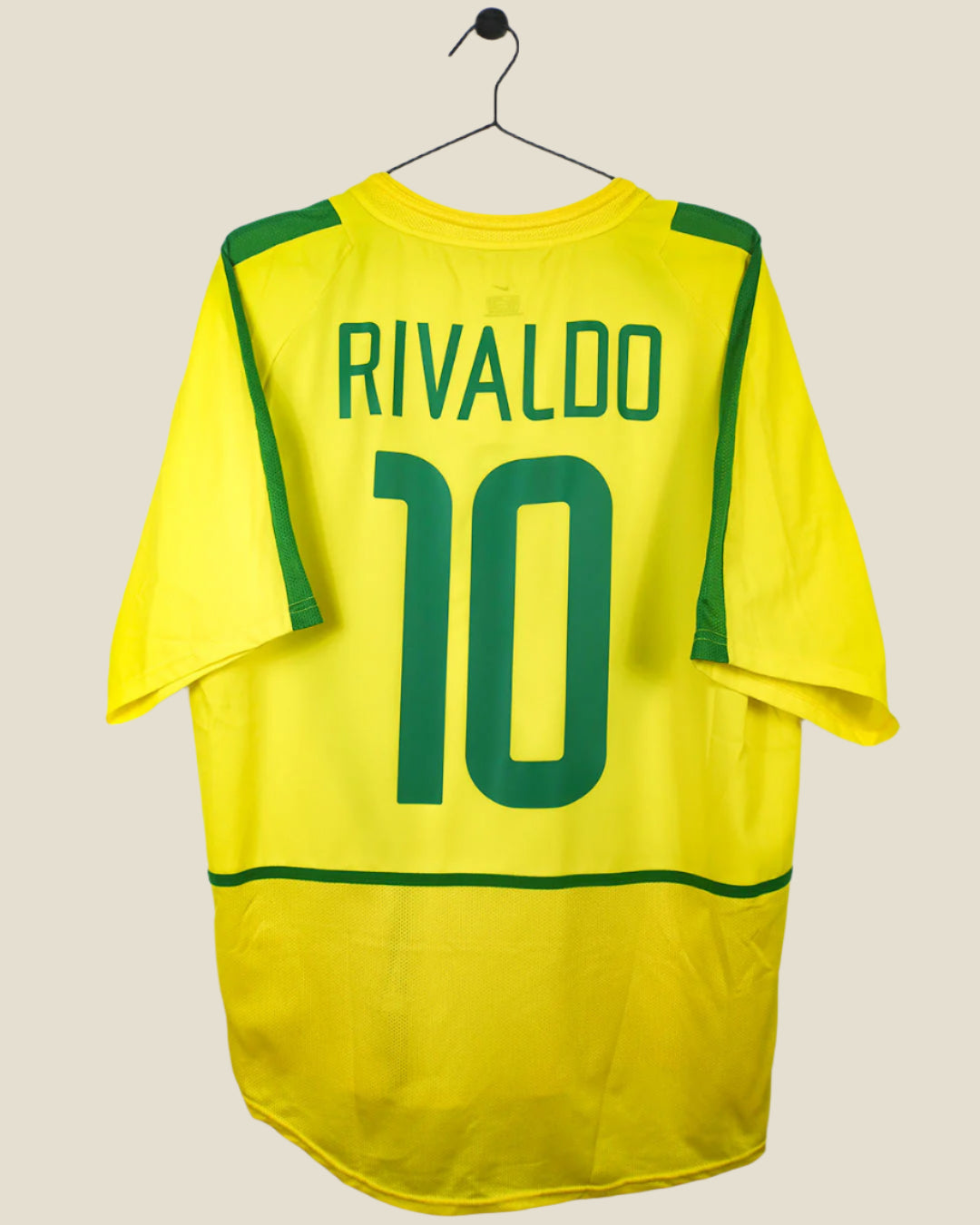 BRAZIL 2002 RIVALDO #10 HOME SHIRT (L) NIKE