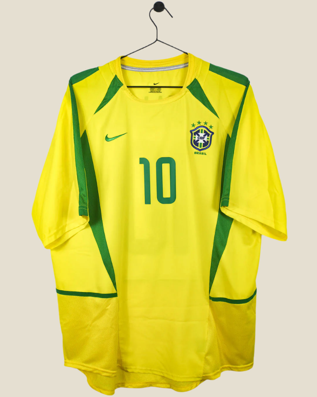 BRAZIL 2002 RIVALDO #10 HOME SHIRT (L) NIKE