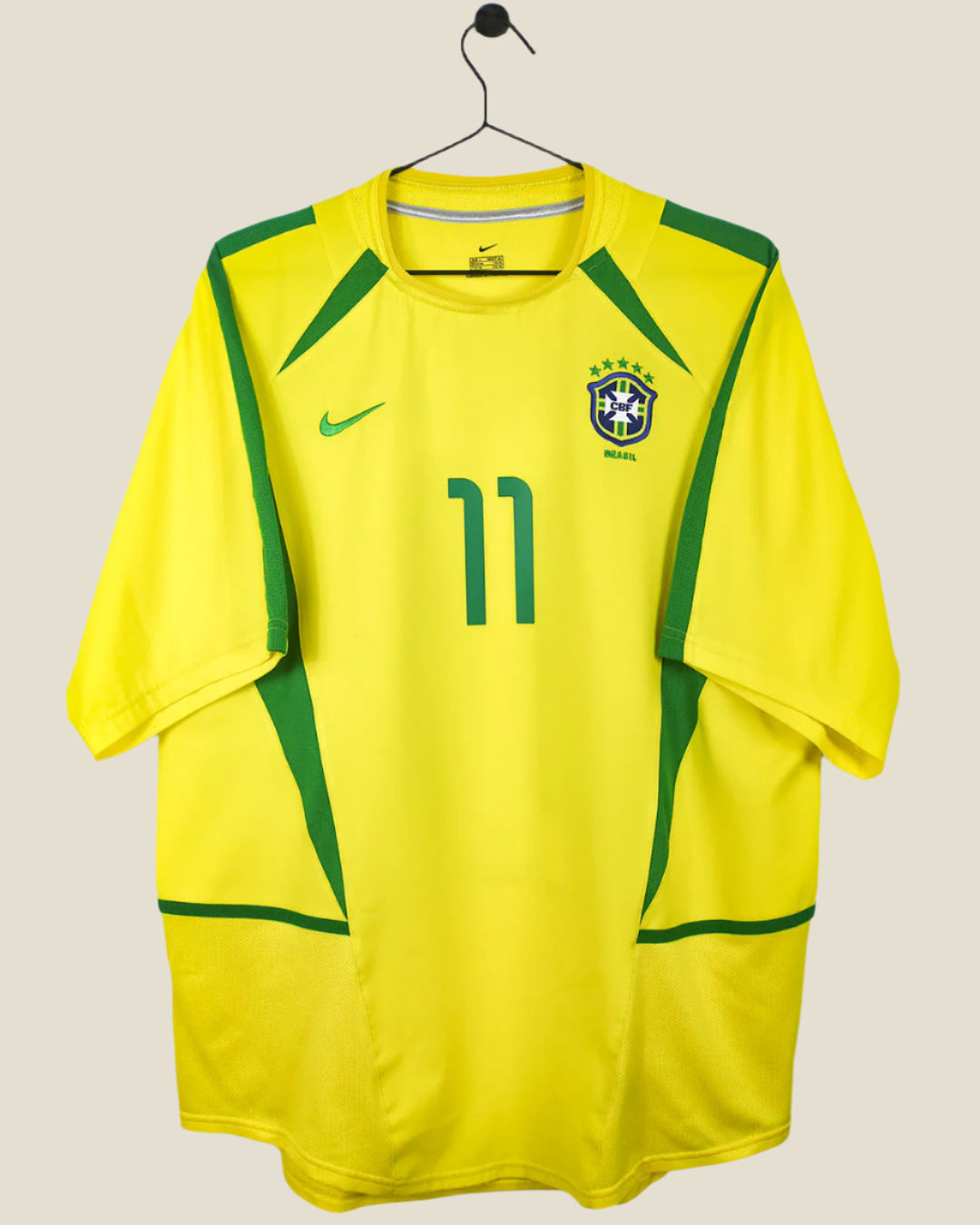 BRAZIL 2002 RONALDINHO #11 HOME SHIRT (L) NIKE