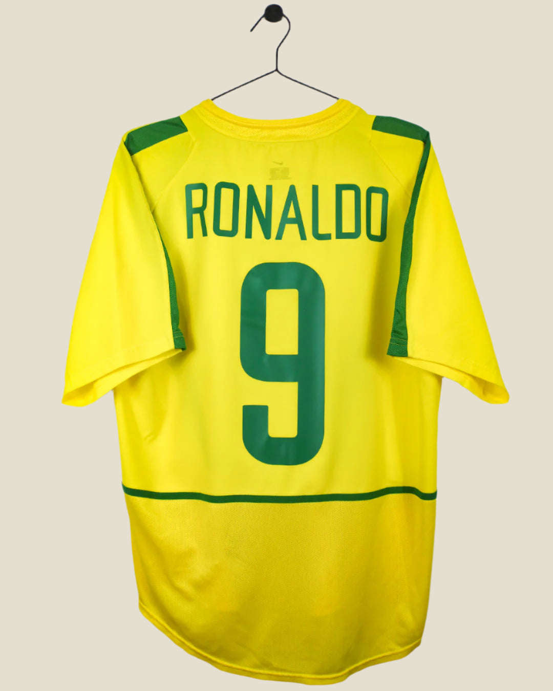 BRAZIL 2002 RONALDO #9 HOME SHIRT (L) NIKE