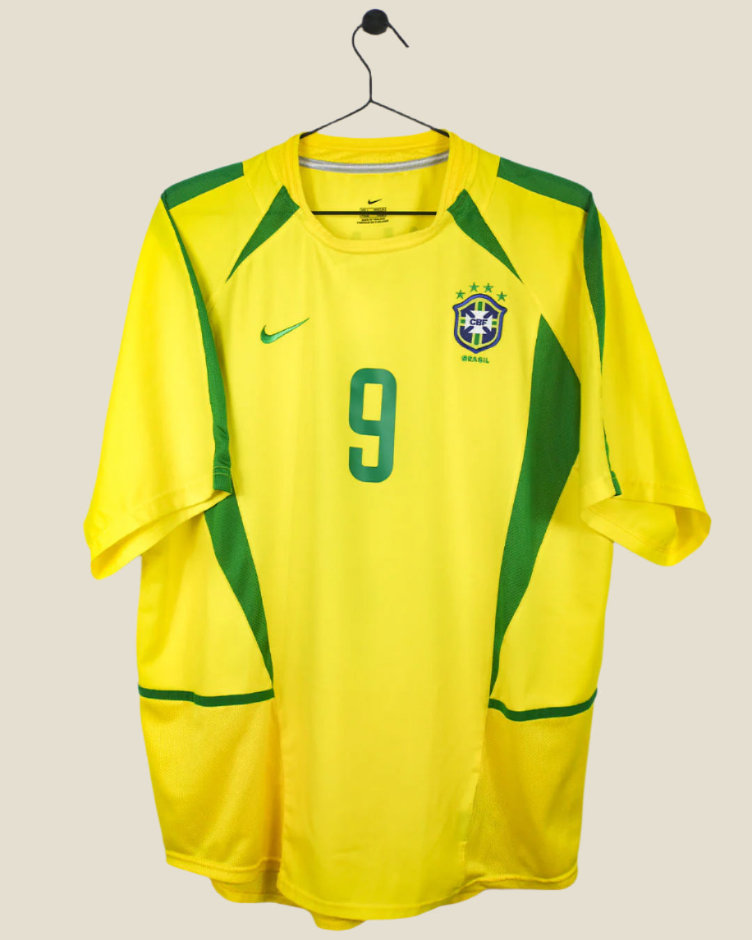 BRAZIL 2002 RONALDO #9 HOME SHIRT (L) NIKE
