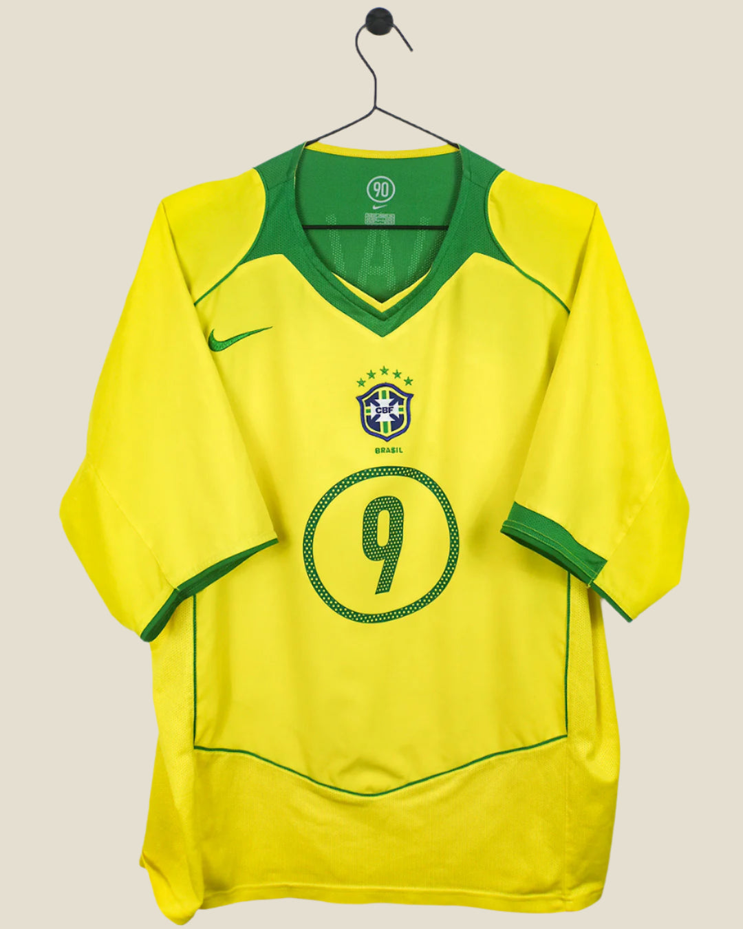 BRAZIL 2004 RONALDO #9 HOME SHIRT (XL) NIKE