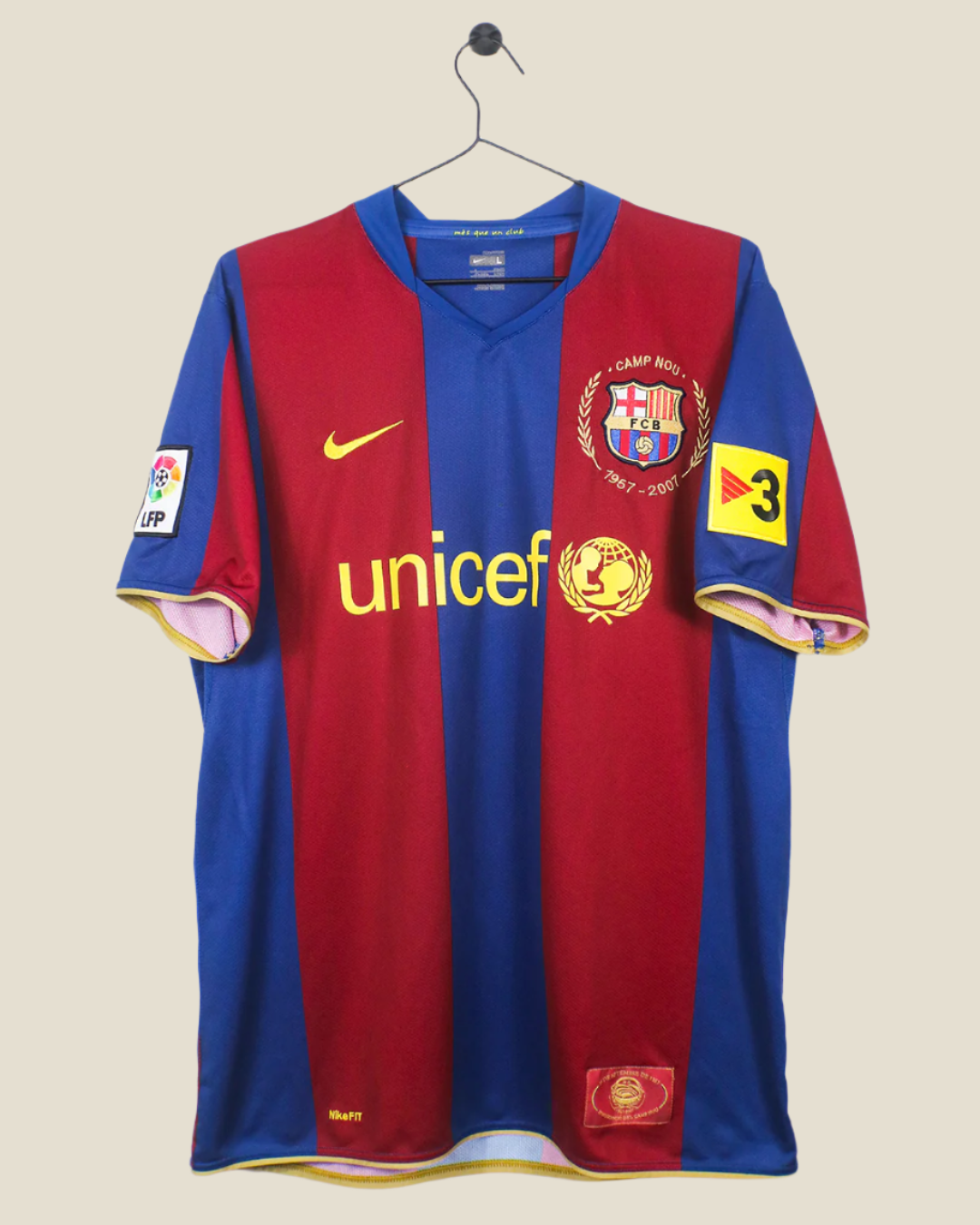 BARCELONA 2007/2008 RONALDINHO #10 HOME SHIRT (L) NIKE
