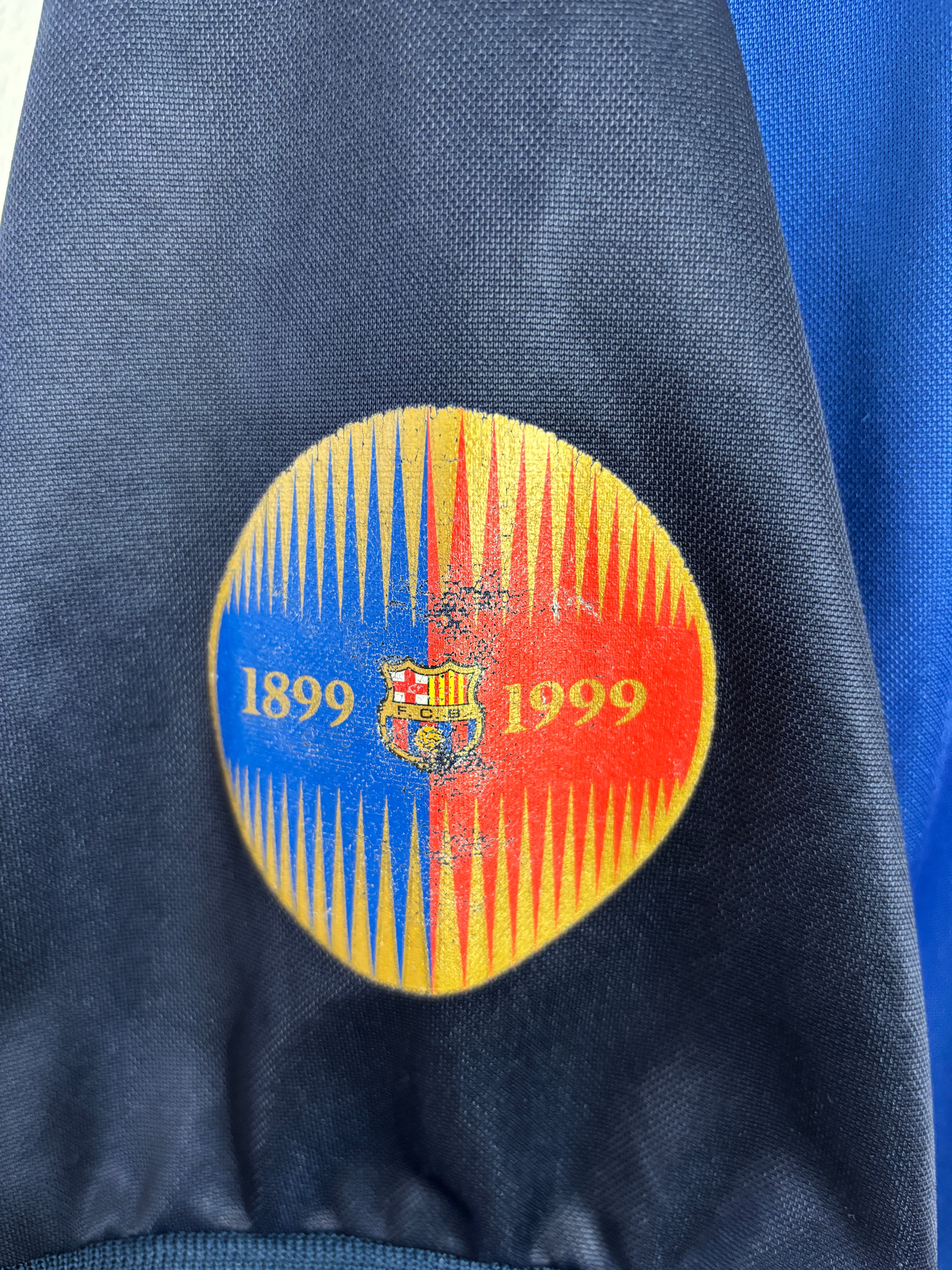 BARCELONA 1999/00 FIGO #7 CENTENARY UCL HOME SHIRT (M) NIKE