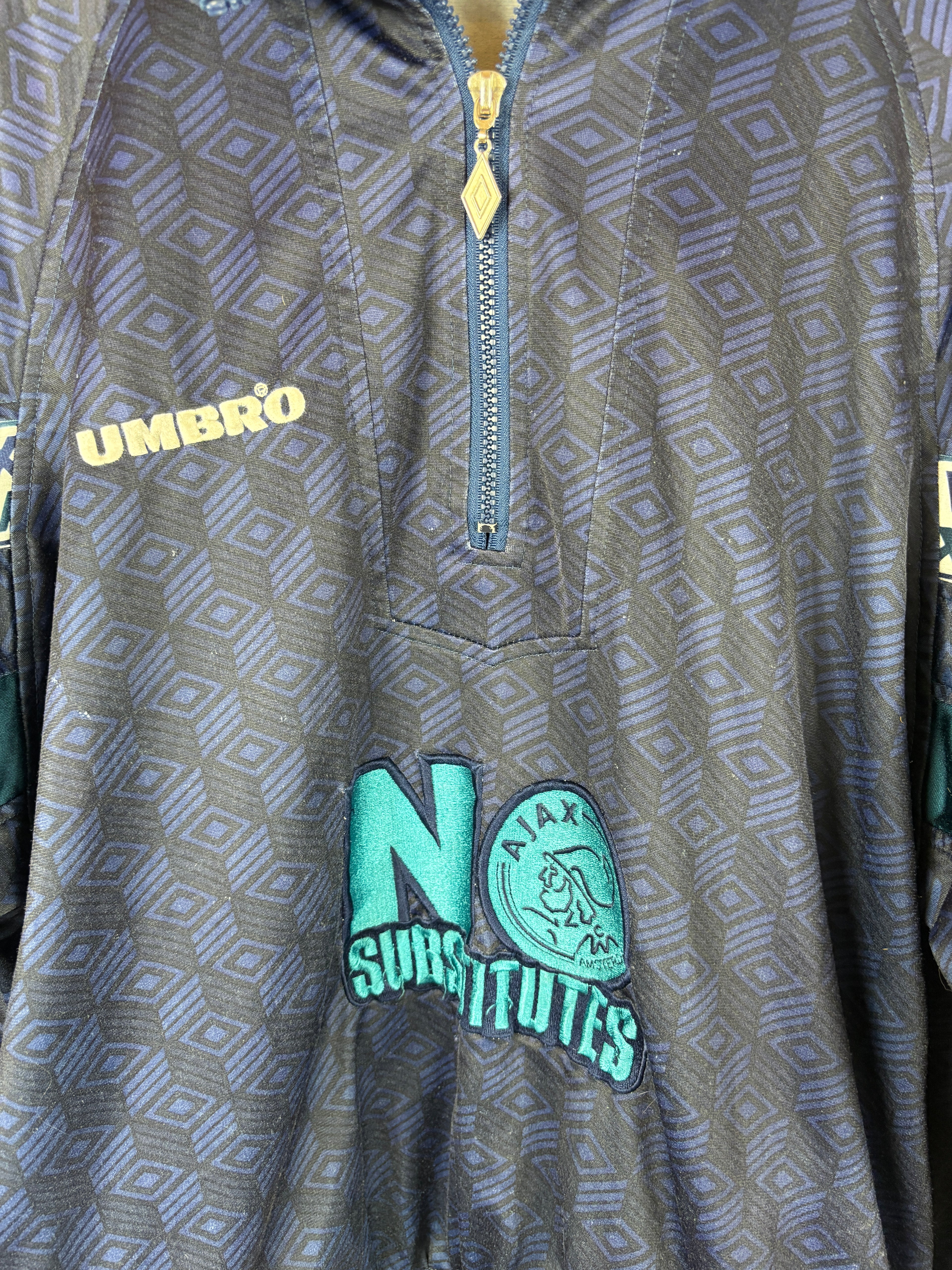 AJAX 1997/98 BLUE TRAINING JACKET HALF ZIP (M) UMBRO