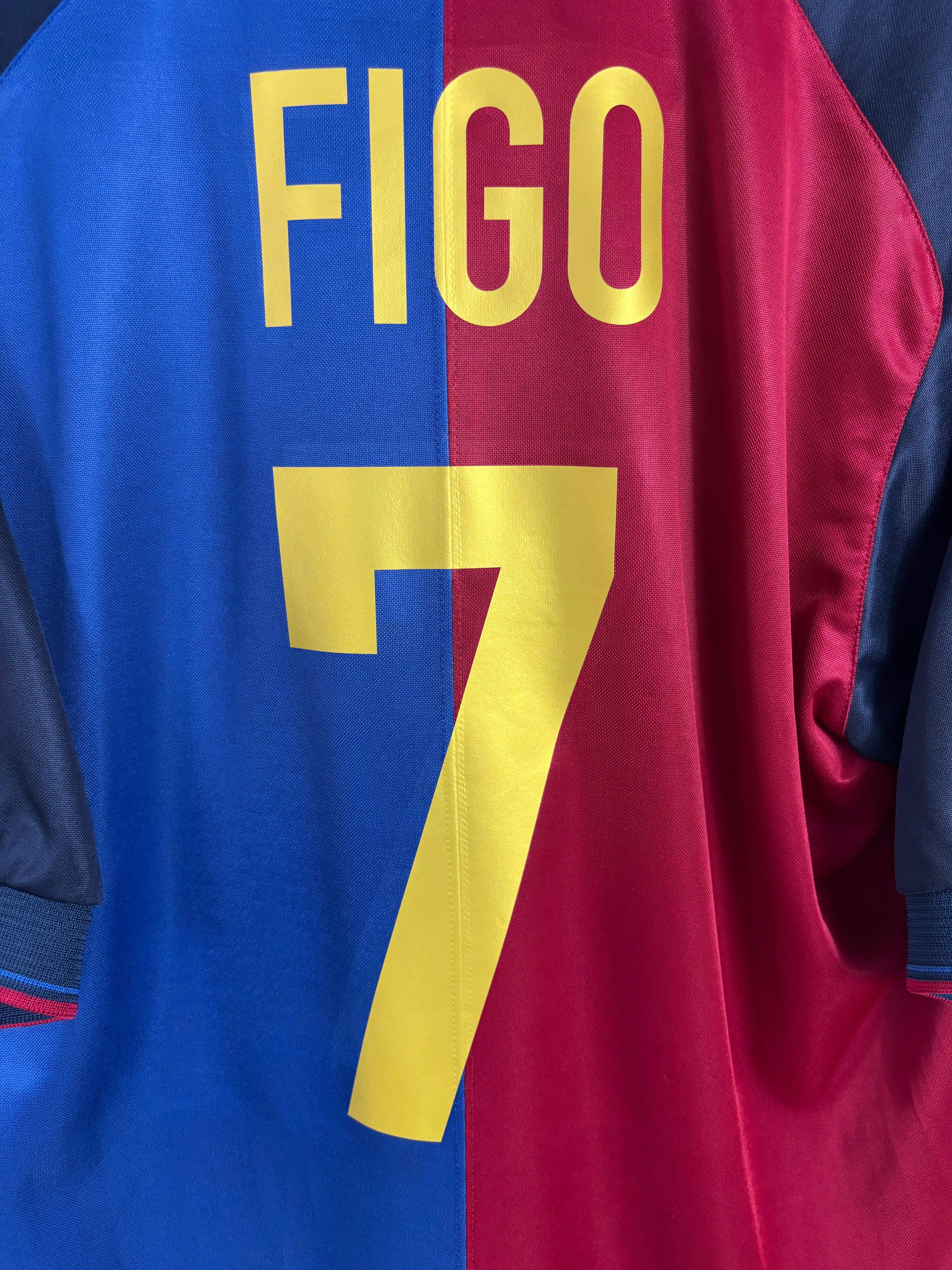 BARCELONA 1999/00 FIGO #7 CENTENARY UCL HOME SHIRT (M) NIKE