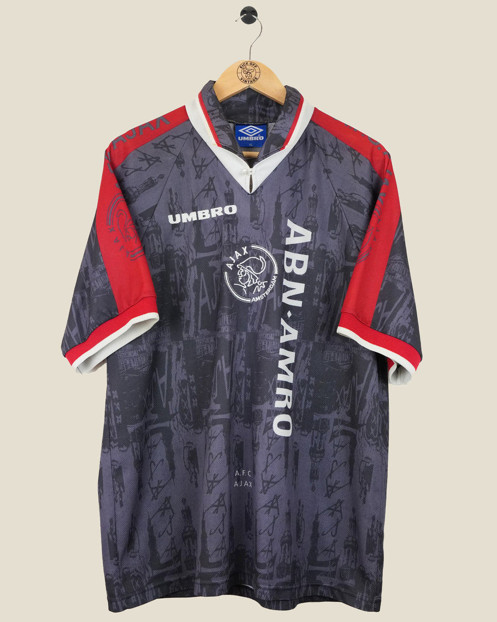 AJAX 1996/97 LITMANEN AWAY SHIRT (XL) UMBRO