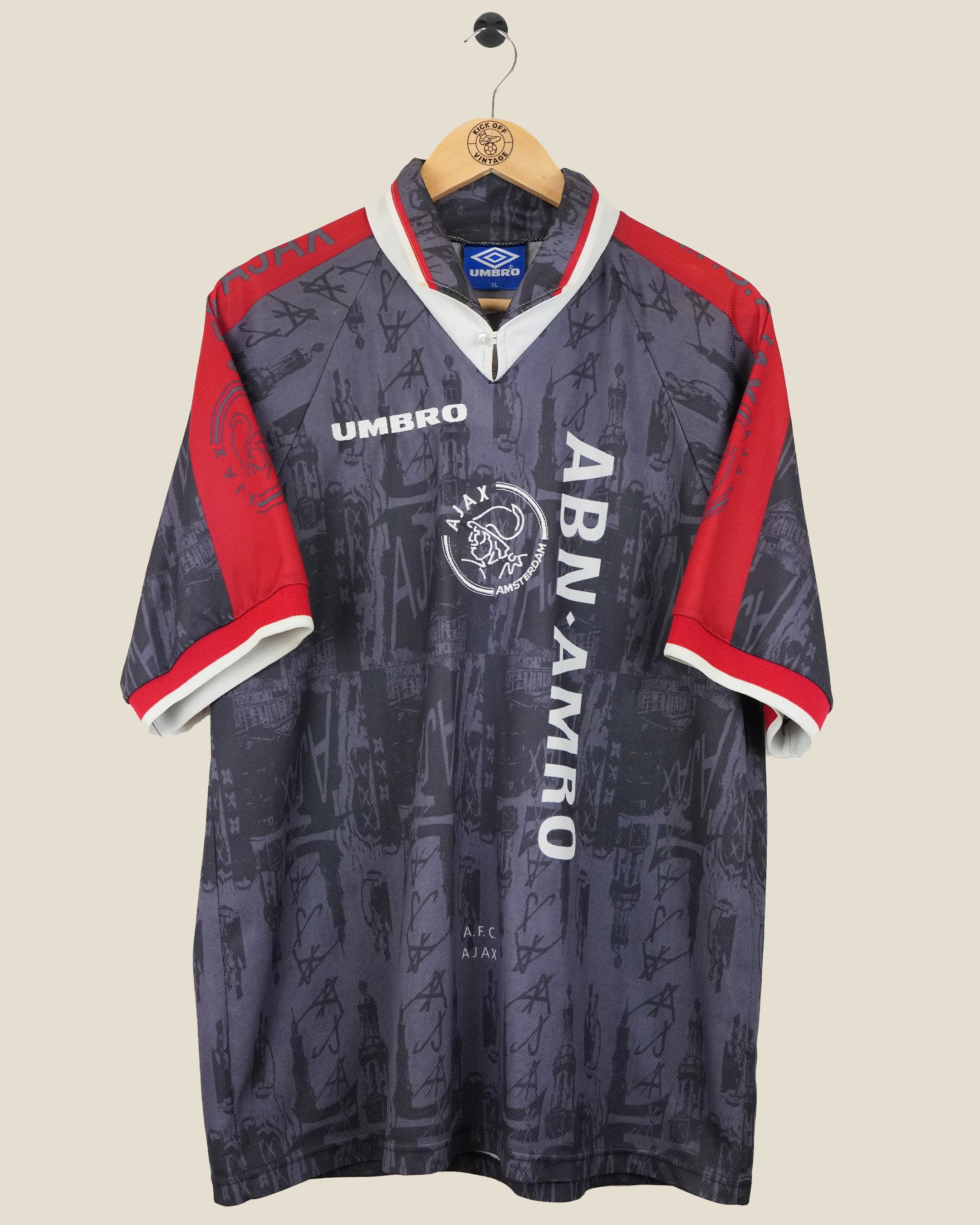 AJAX 1996/97 LITMANEN AWAY SHIRT (XL) UMBRO