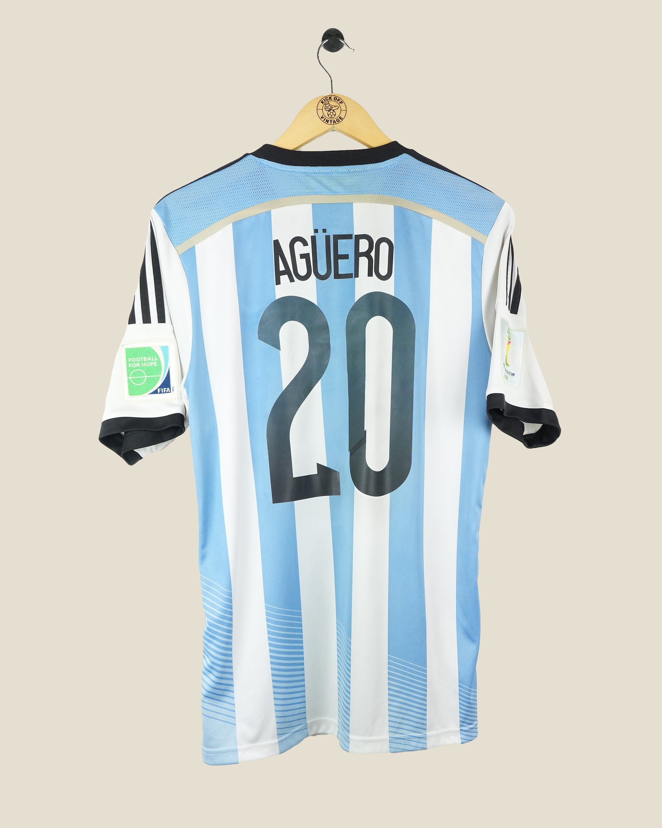 ARGENTINA 2014 AGUERO WC MDT VS NETHERLANDS HOME SHIRT (M) ADIDAS