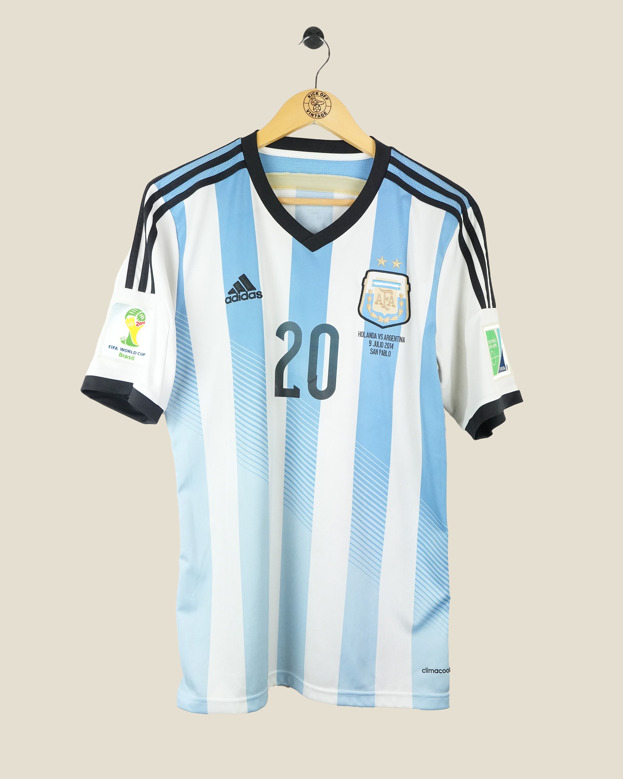 ARGENTINA 2014 AGUERO WC MDT VS NETHERLANDS HOME SHIRT (M) ADIDAS