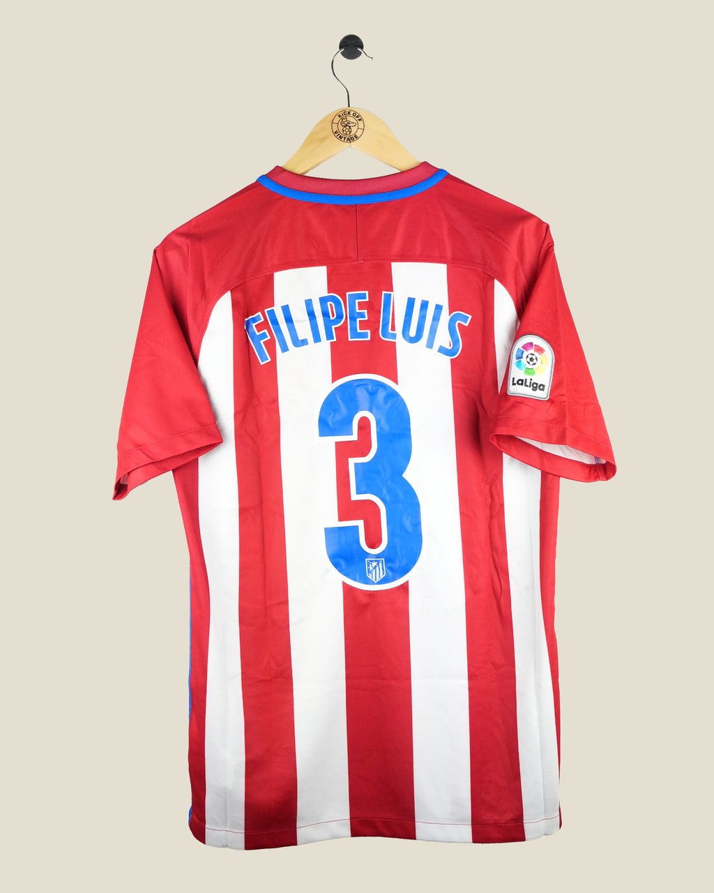 ATLETICO MADRID 2016/17 FILIPE LUIS HOME SHIRT (M) NIKE
