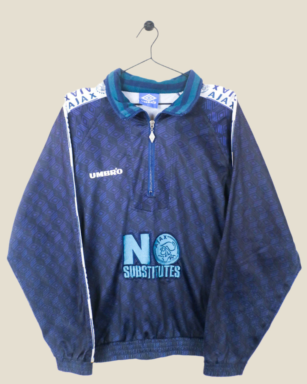 AJAX 1997/98 BLUE TRAINING JACKET HALF ZIP (M) UMBRO