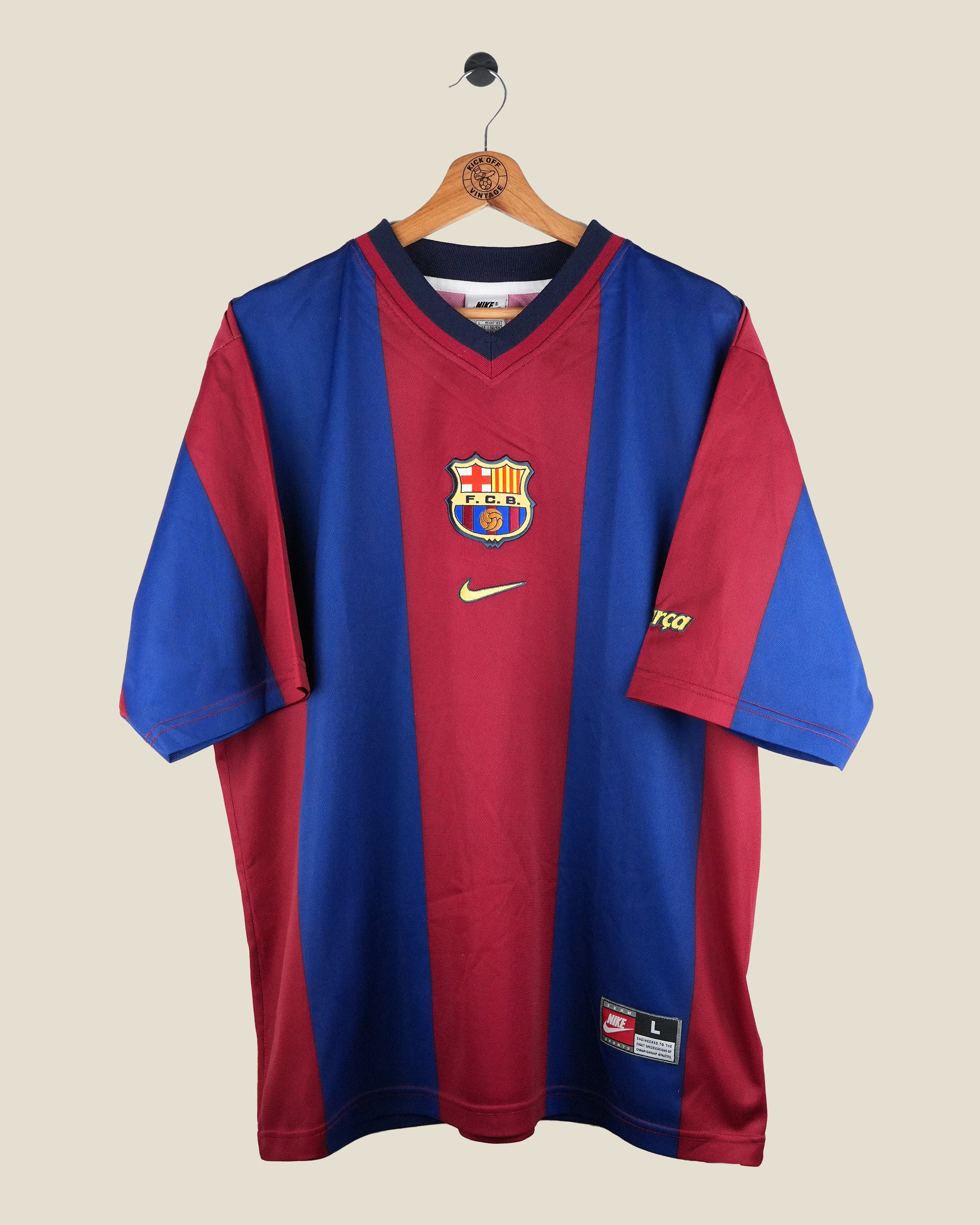 BARCELONA 1998/99 RIVALDO HOME SHIRT (L) NIKE