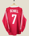 BAYERN MUNICH 2000/01 SCHOLL EUROPEAN HOME SHIRT PLAYER ISSUE L/S (L) ADIDAS