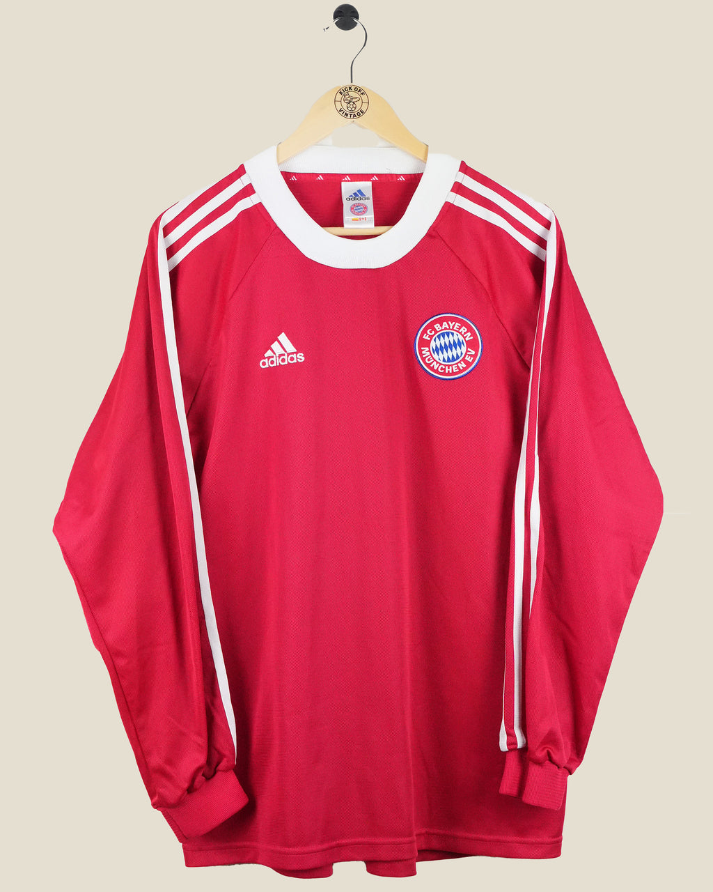 BAYERN MUNICH 2000/01 SCHOLL EUROPEAN HOME SHIRT PLAYER ISSUE L/S (L) ADIDAS