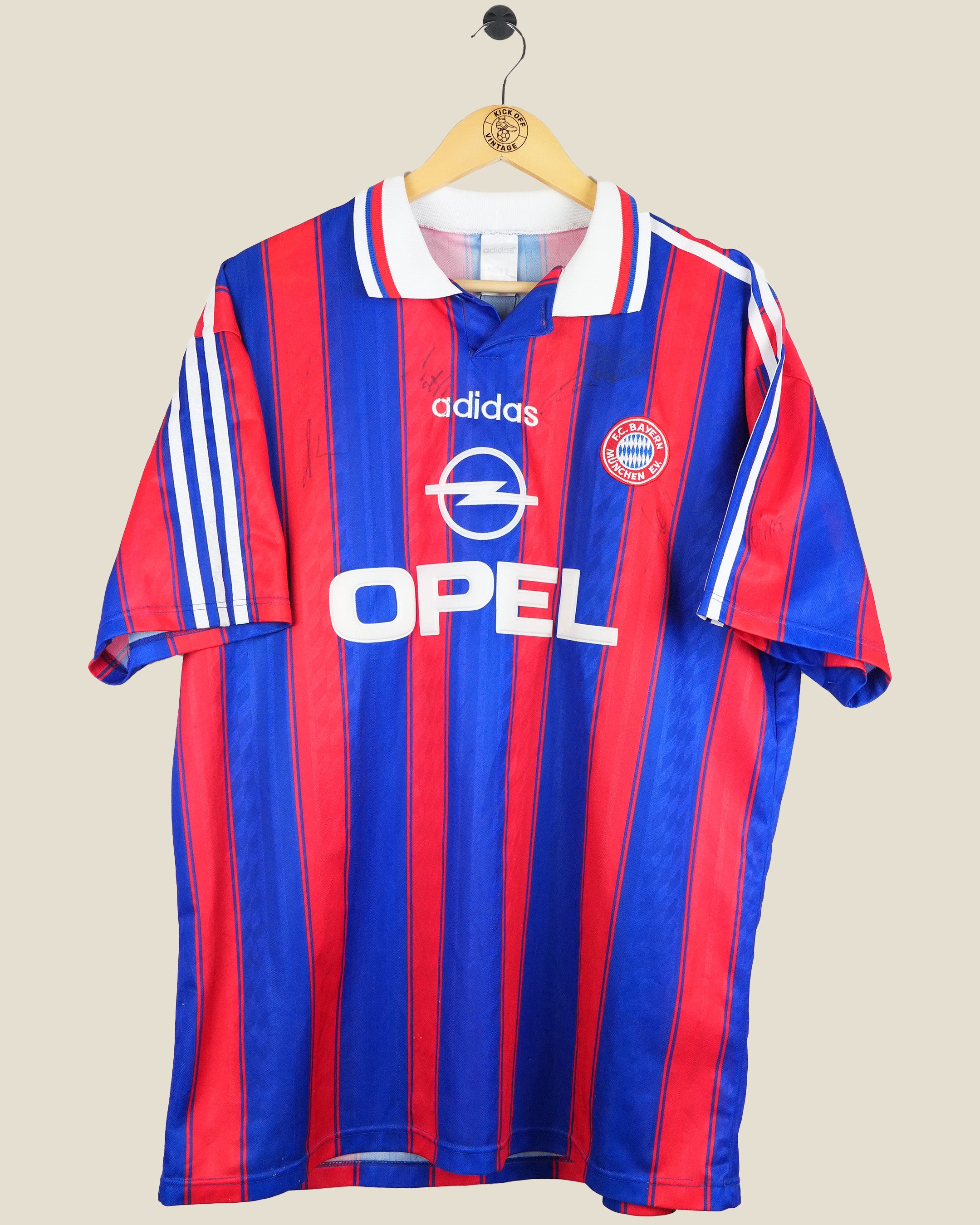 BAYERN MUNICH 1995/97 HOME SIGNED SHIRT (XL) ADIDAS