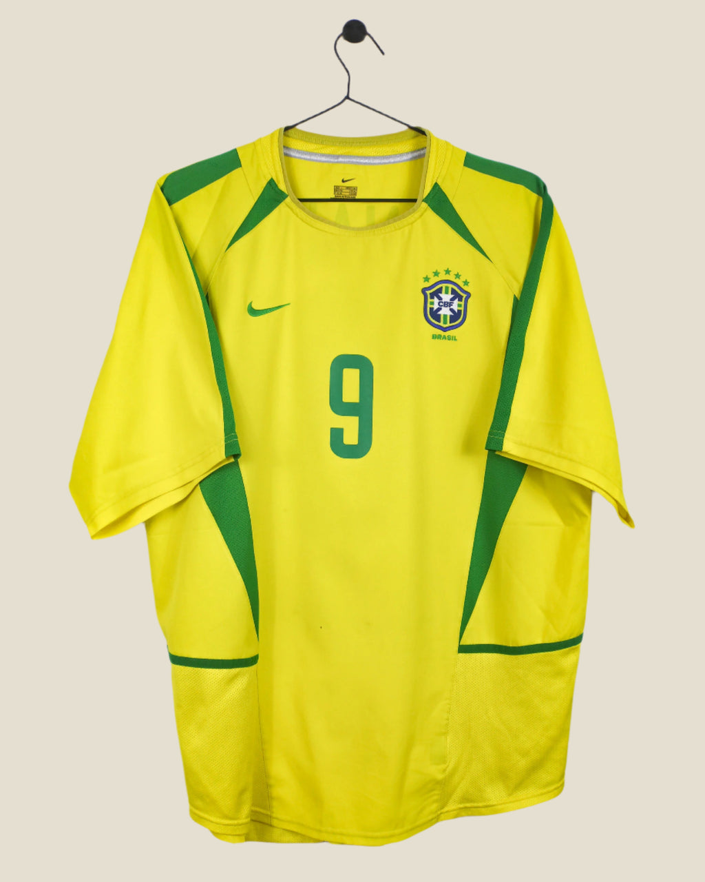 BRAZIL 2002 RONALDO #9 HOME SHIRT (L) NIKE