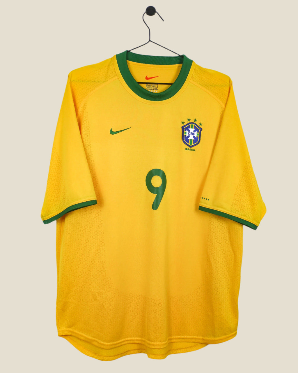 BRAZIL 2000 RONALDO #9 HOME SHIRT (M) NIKE