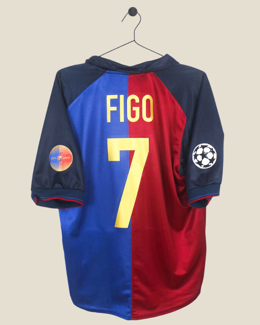 BARCELONA 1999/00 FIGO #7 CENTENARY UCL HOME SHIRT (M) NIKE