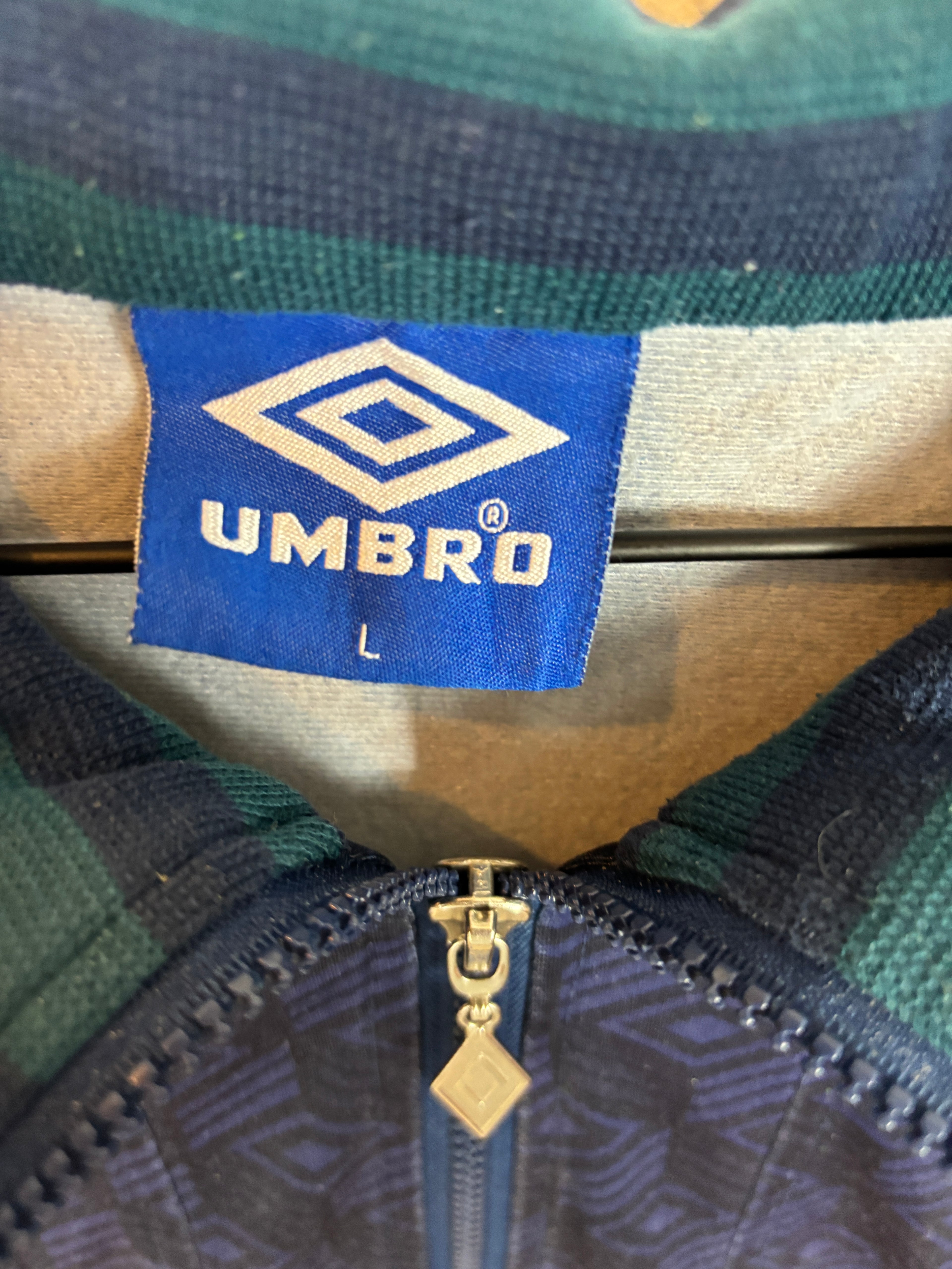 AJAX 1997/98 BLUE TRAINING JACKET HALF ZIP (M) UMBRO