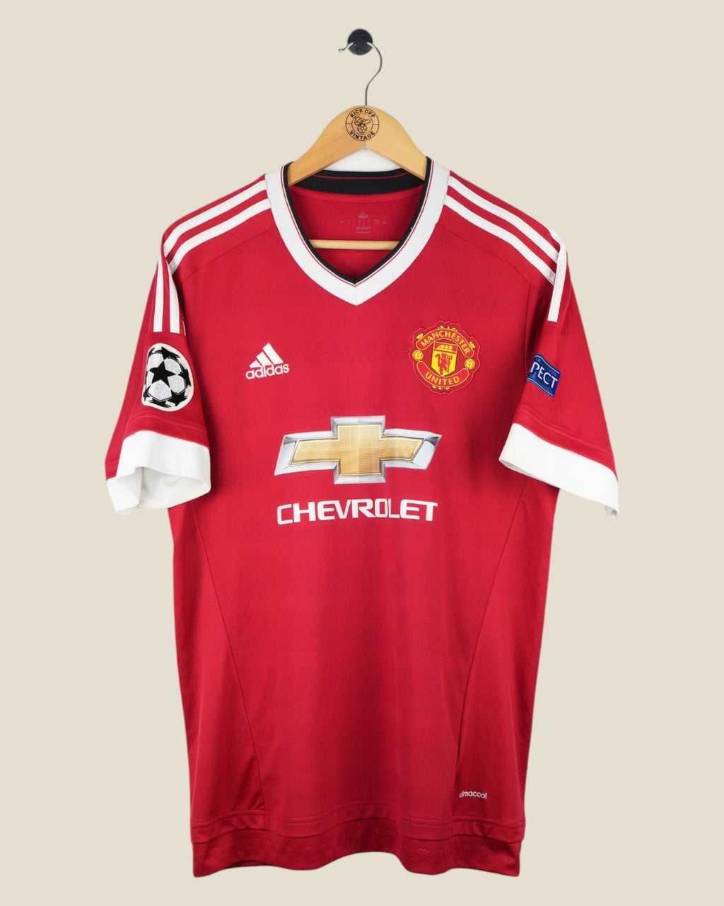 MANCHESTER UNITED 2015/16 CARRICK HOME UCL SHIRT (L) ADIDAS