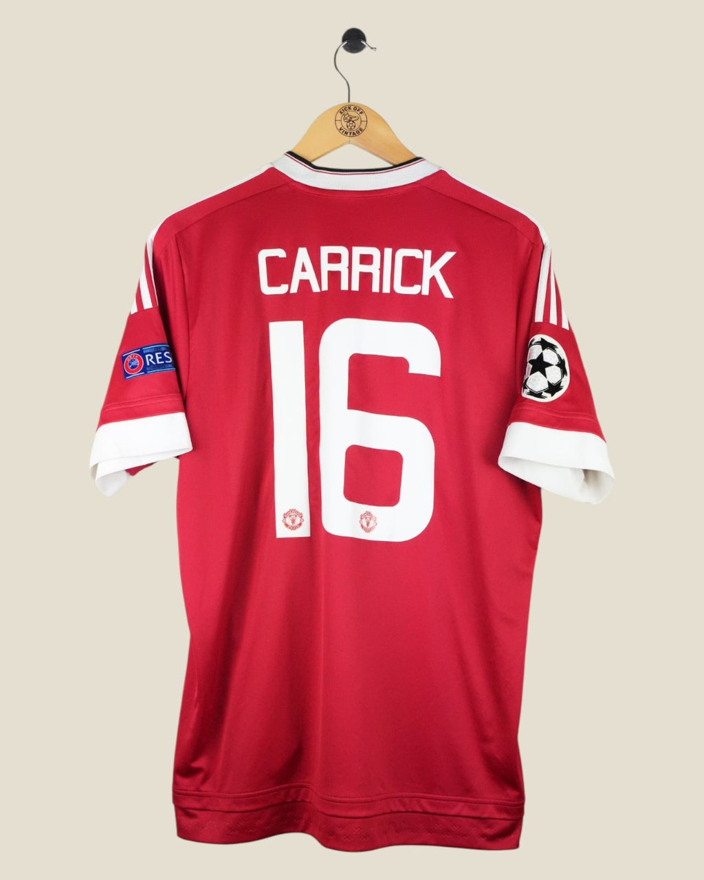 MANCHESTER UNITED 2015/16 CARRICK HOME UCL SHIRT (L) ADIDAS