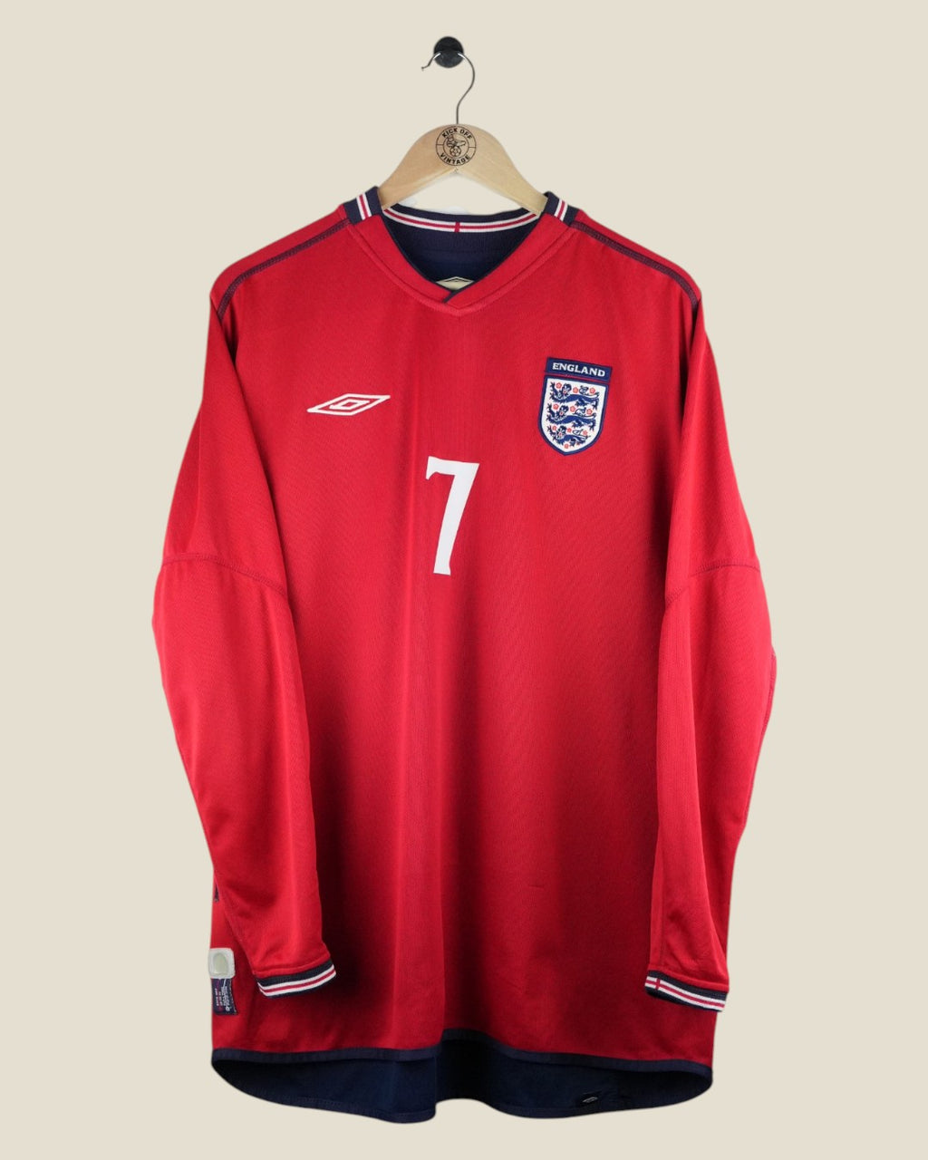 ENGLAND 2002 BECKHAM AWAY L/S SHIRT (XL) UMBRO