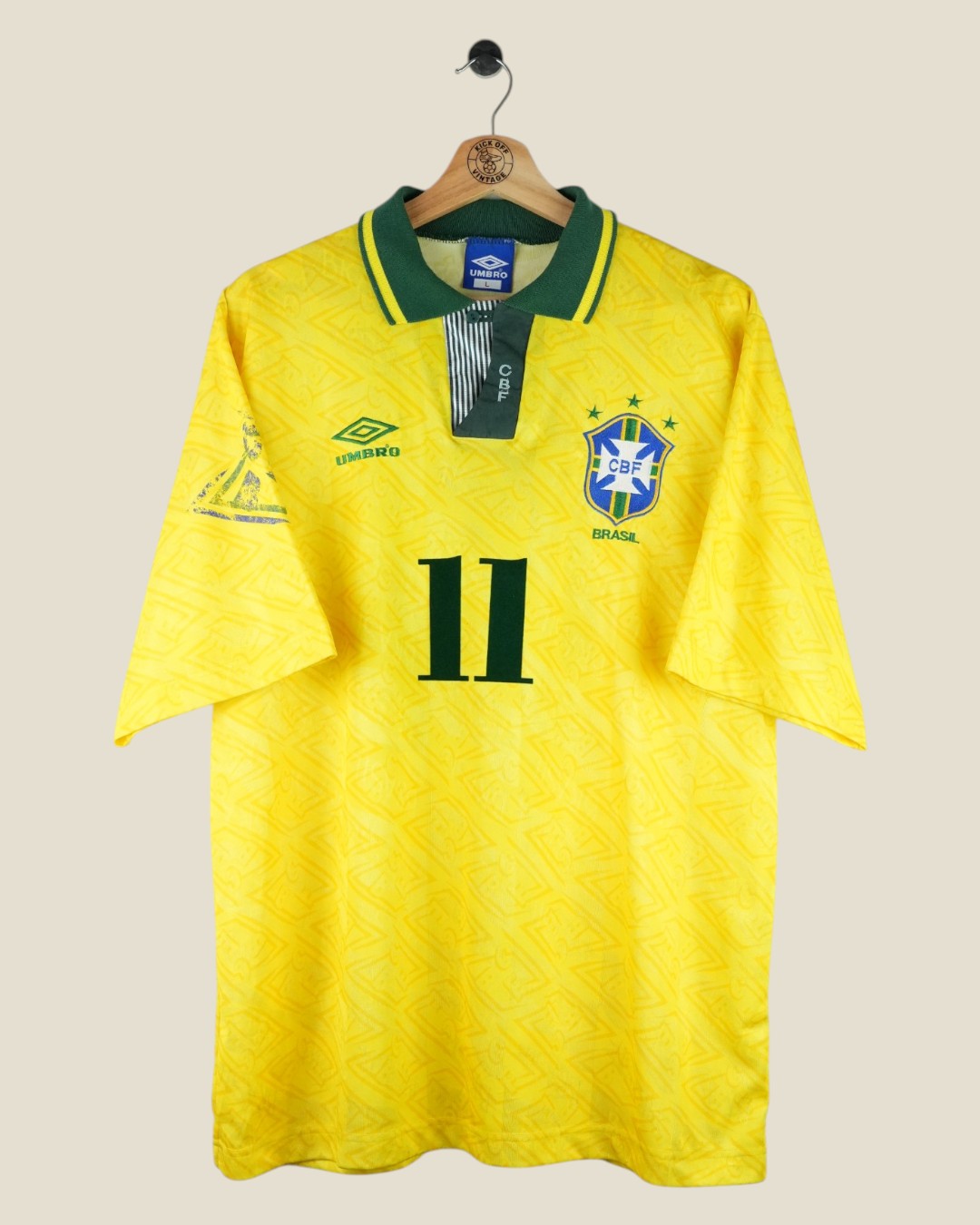 BRAZIL 1992 ROMARIO HOME SHIRT (L) UMBRO