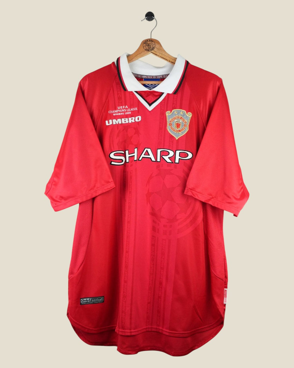 MANCHESTER UNITED 1998/00 SCHOLES UCL FINAL HOME SHIRT (XXL) UMBRO