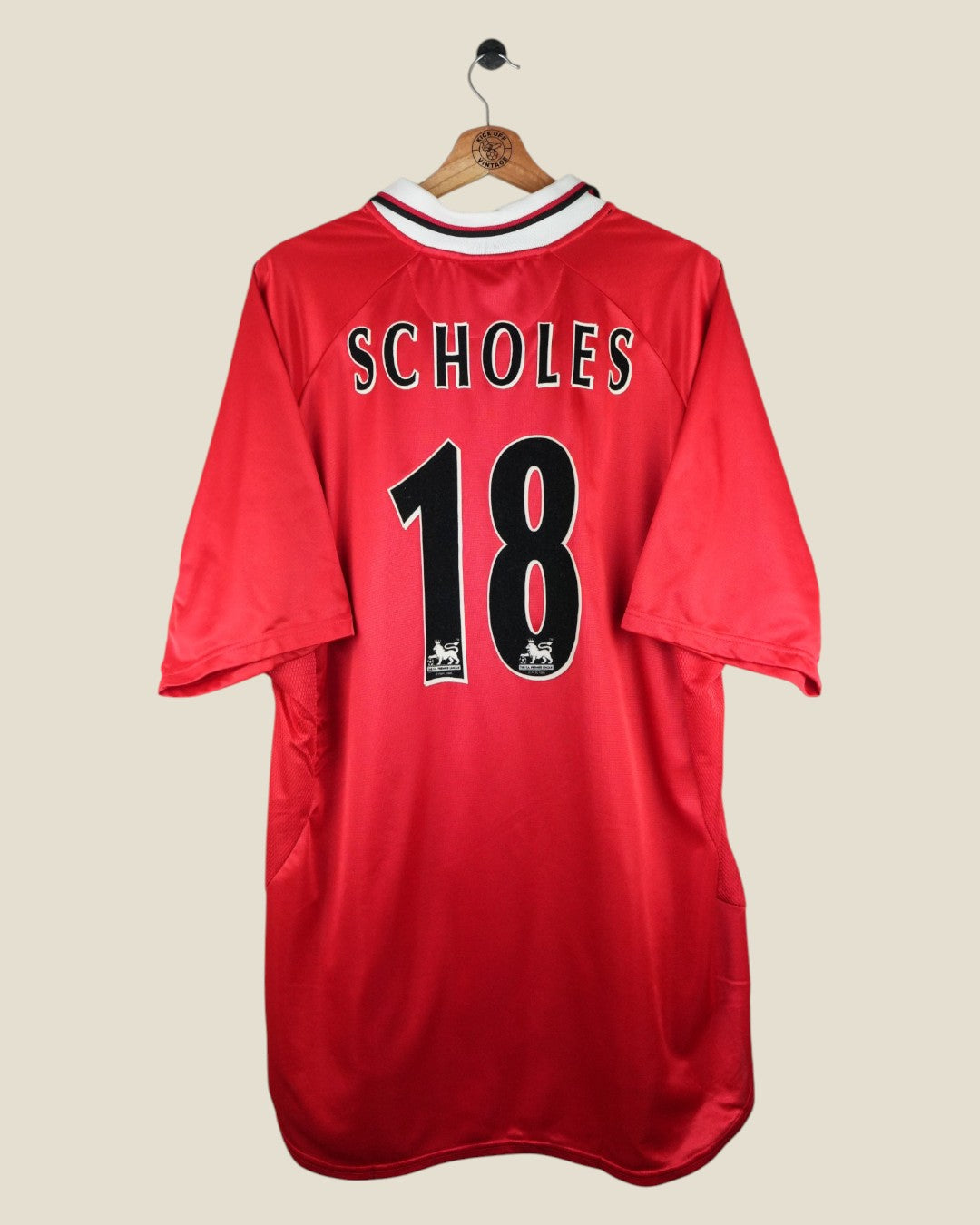 MANCHESTER UNITED 1998/00 SCHOLES UCL FINAL HOME SHIRT (XXL) UMBRO
