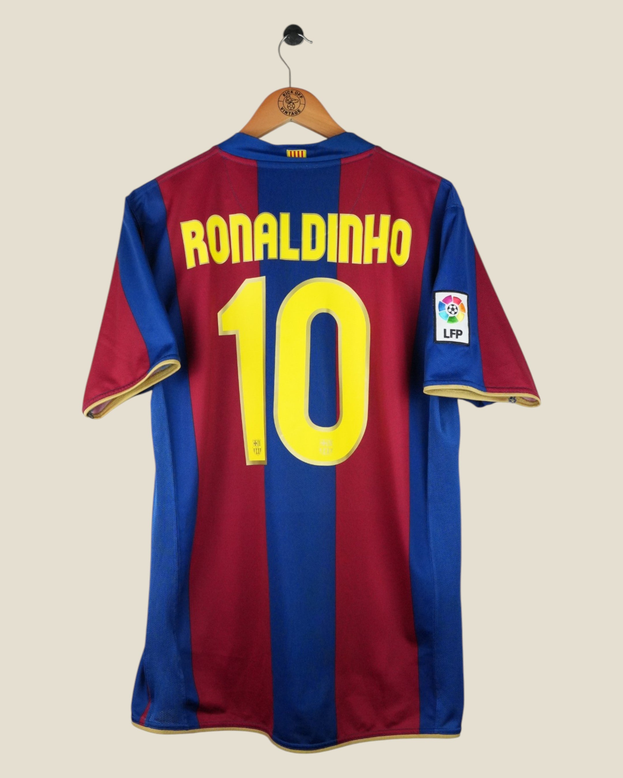 BARCELONA 2007/08 RONALDINHO HOME SHIRT (L) NIKE