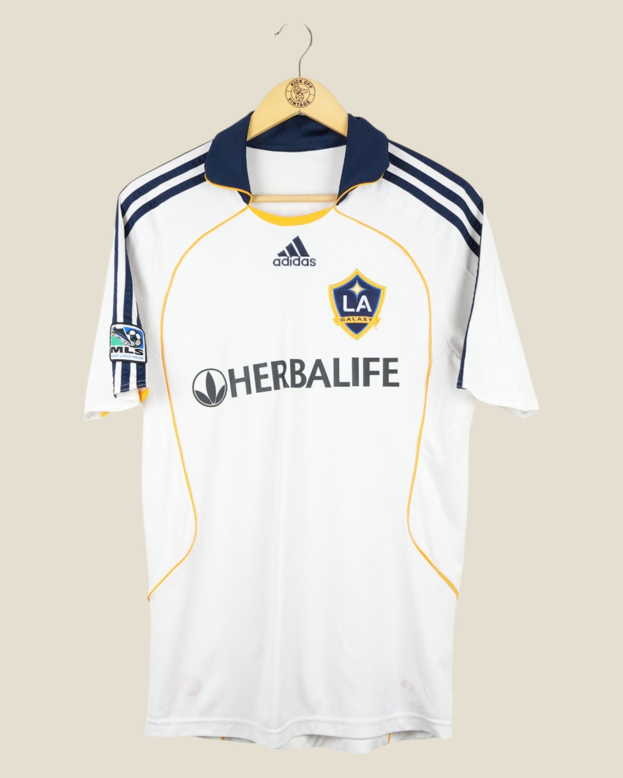 LA GALAXY 2007/08 BECKHAM HOME SHIRT (L) ADIDAS