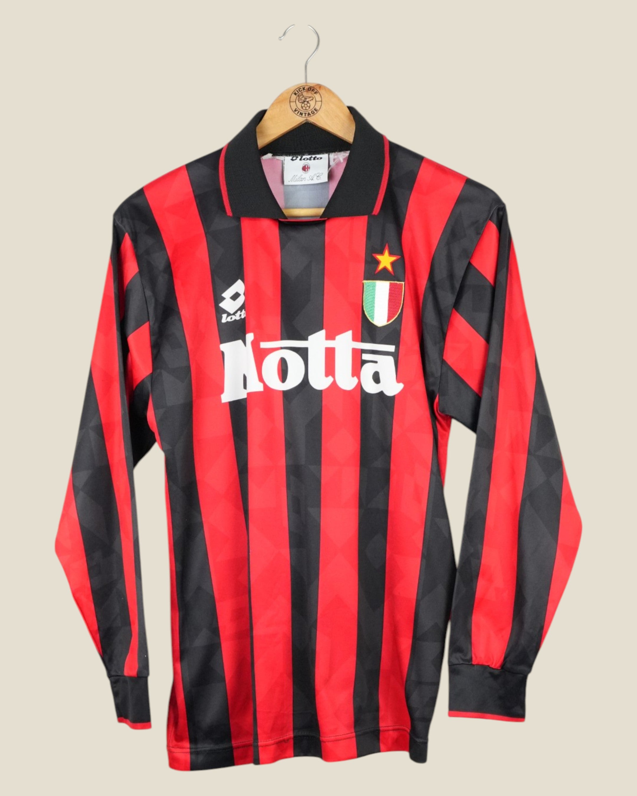 AC MILAN 1993/94 HOME SHIRT L/S (S/M) LOTTO