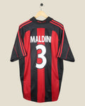 AC MILAN 2000/01 MALDINI HOME SHIRT (XL) ADIDAS