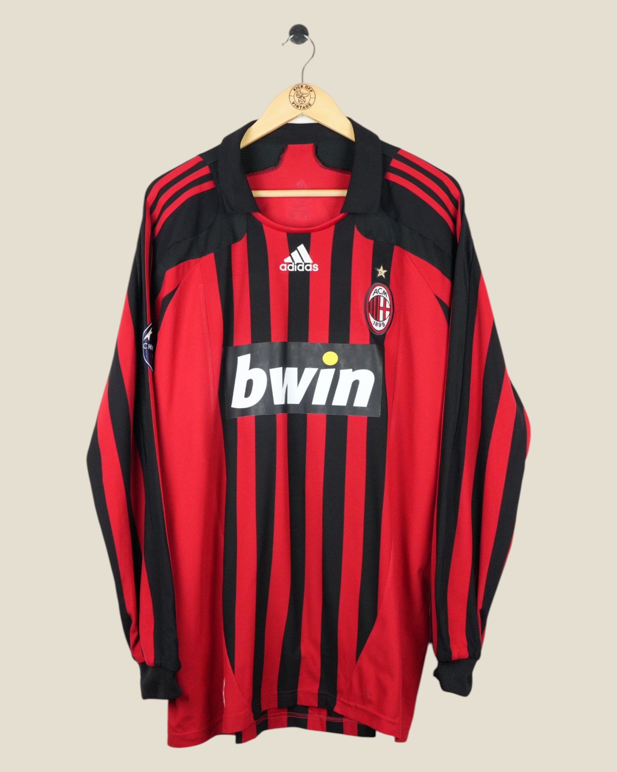 AC MILAN 2007/08 INZAGHI HOME SHIRT L/S UCL (XL) ADIDAS