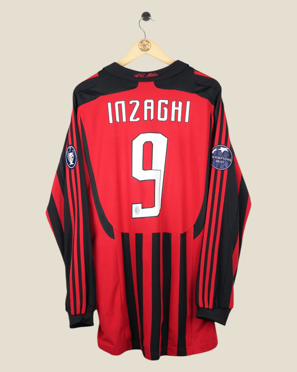 AC MILAN 2007/08 INZAGHI HOME SHIRT L/S UCL (XL) ADIDAS