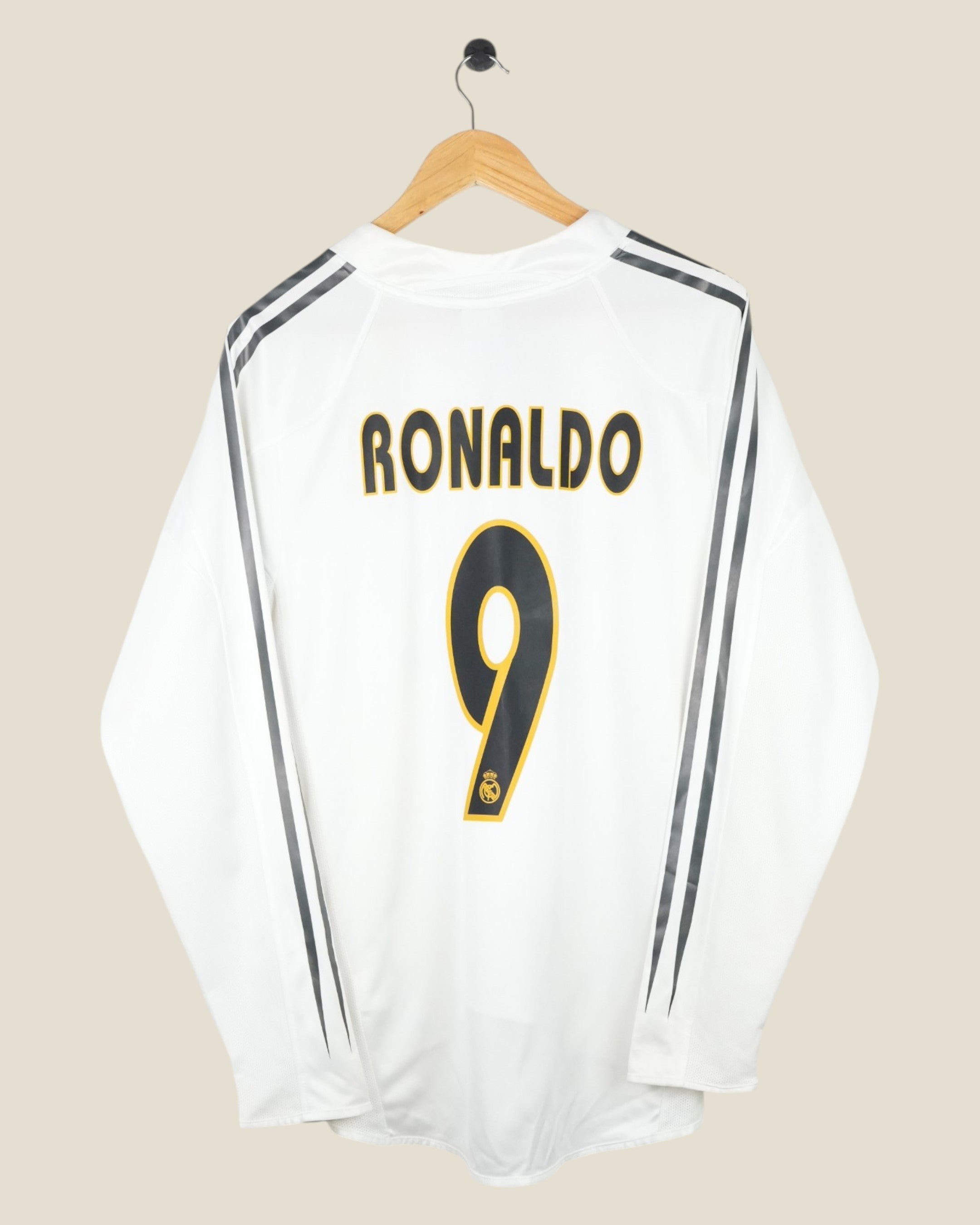 REAL MADRID 2004/05 RONALDO HOME SHIRT L/S LA LIGA (M) ADIDAS