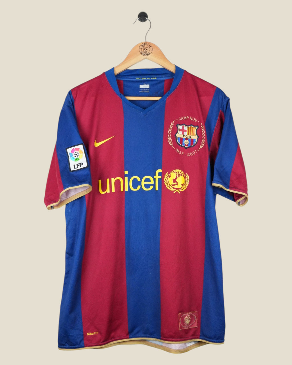 BARCELONA 2007/08 XAVI SIGNATURE HOME SHIRT LA LIGA (L) NIKE