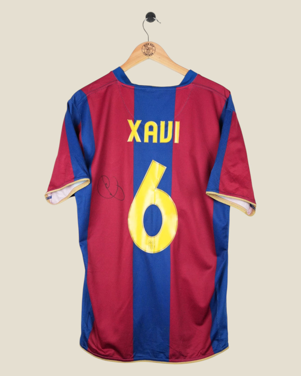 BARCELONA 2007/08 XAVI SIGNATURE HOME SHIRT LA LIGA (L) NIKE