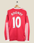 MANCHESTER UNITED 2015/16 ROONEY HOME SHIRT L/S (S) ADIDAS