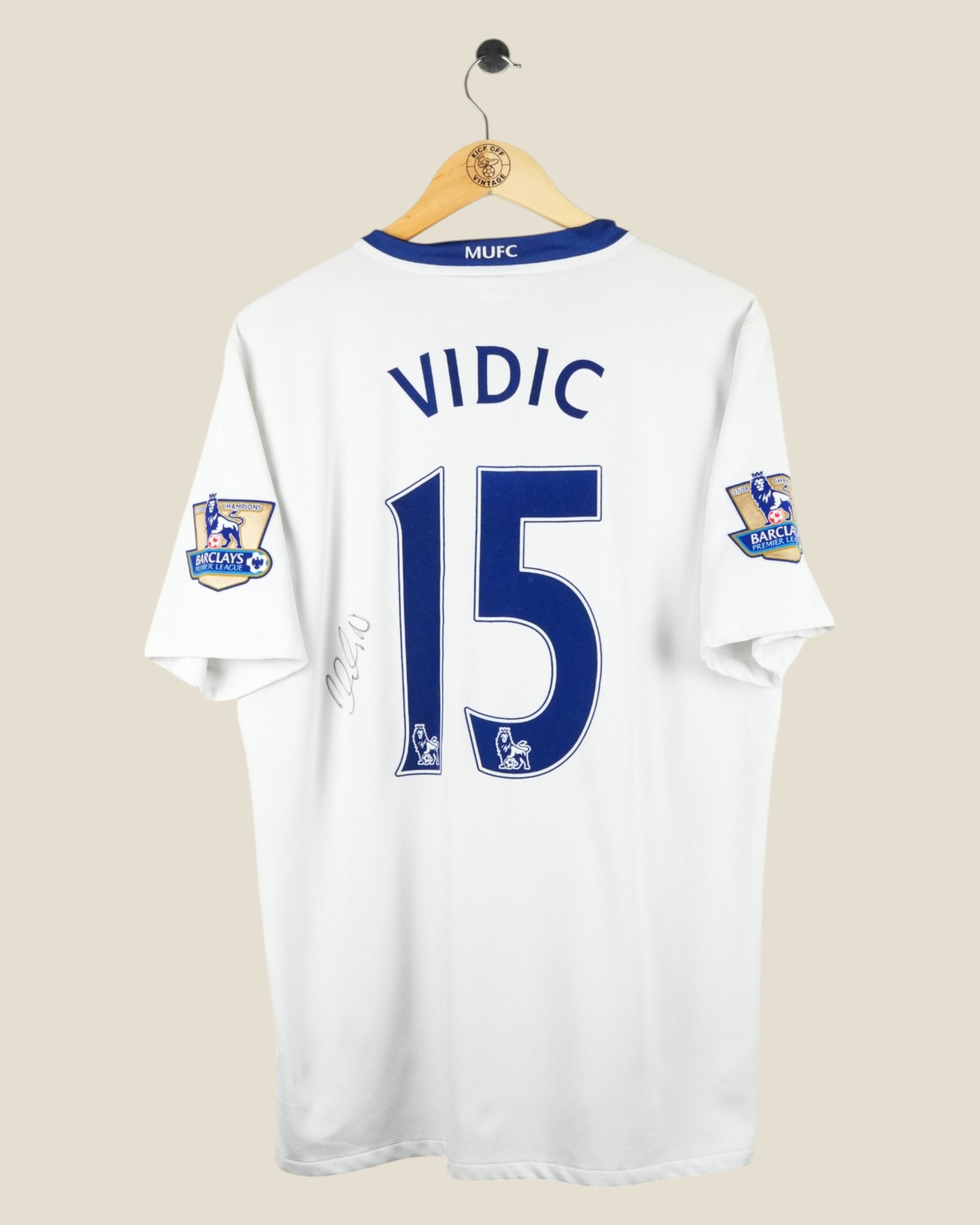 MANCHESTER UNITED 2008/09 VIDIC SIGNED AWAY SHIRT (L) NIKE