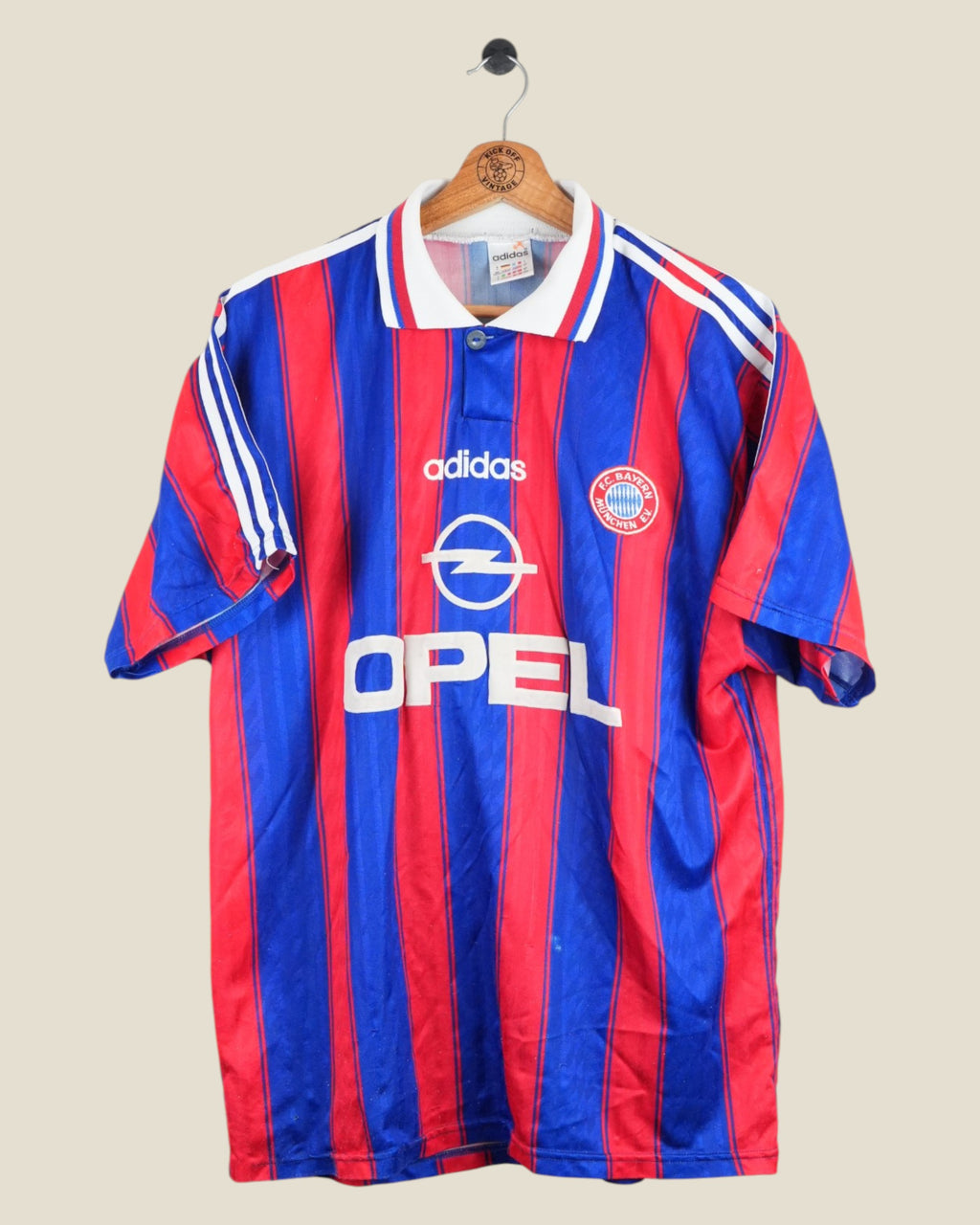 BAYERN MUNICH 1995/97 BASLER HOME SHIRT (L) ADIDAS