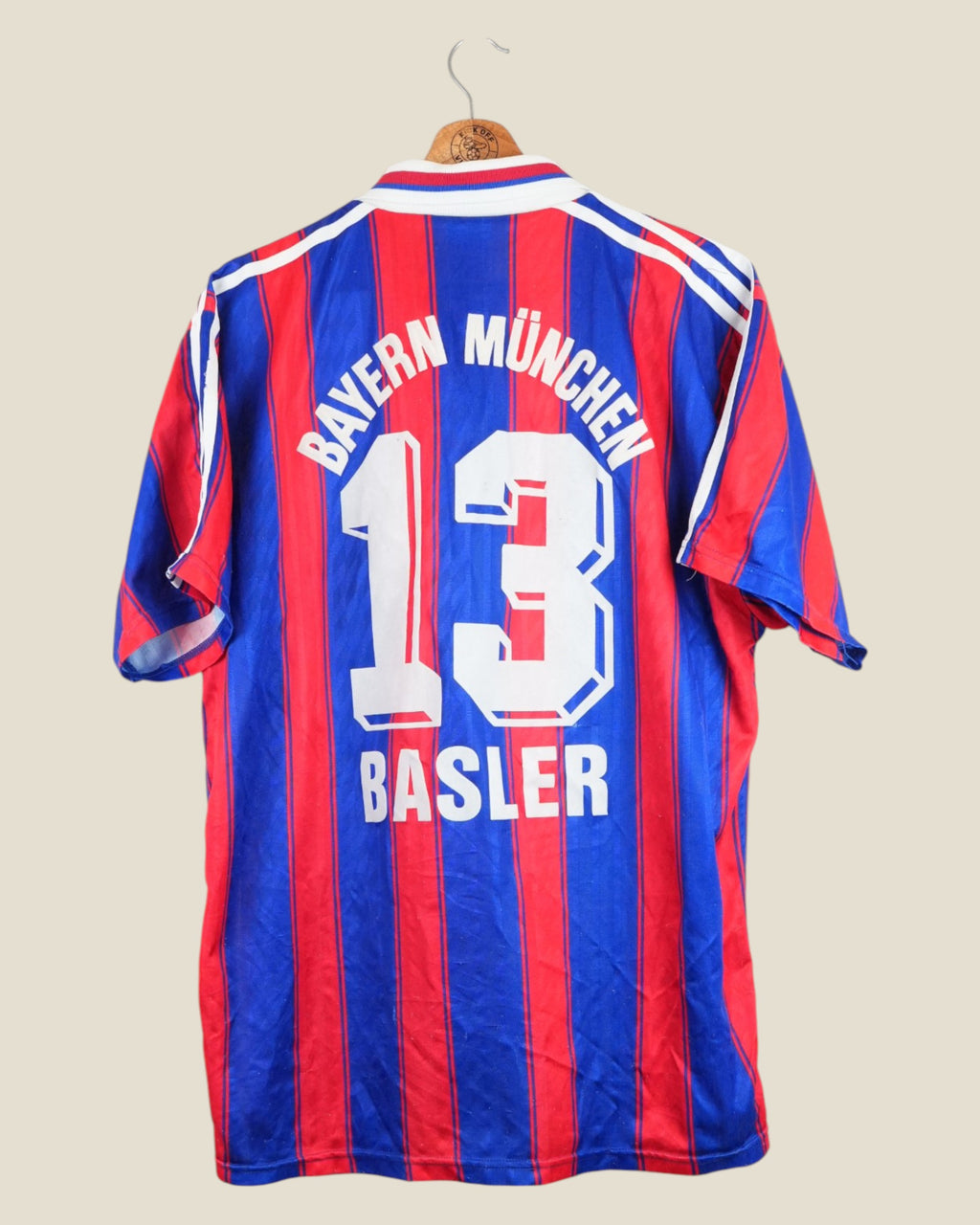 BAYERN MUNICH 1995/97 BASLER HOME SHIRT (L) ADIDAS