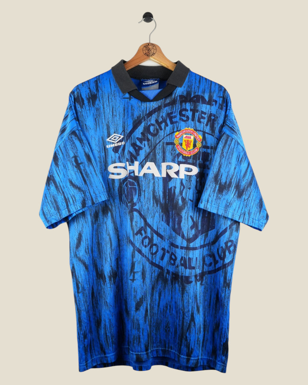 MANCHESTER UNITED 1992/93 CANTONA AWAY SHIRT (XL) UMBRO