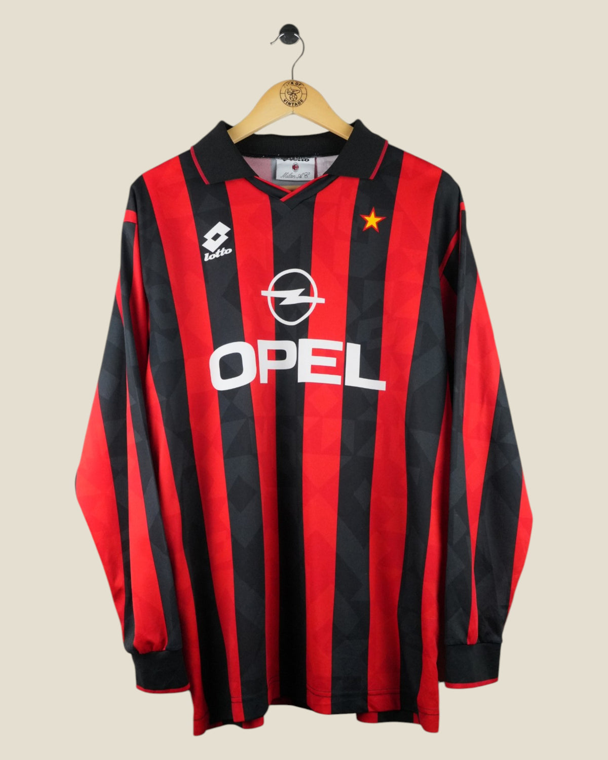 AC MILAN 1995/96 MALDINI HOME SHIRT L/S (L) LOTTO