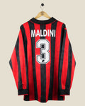 AC MILAN 1995/96 MALDINI HOME SHIRT L/S (L) LOTTO